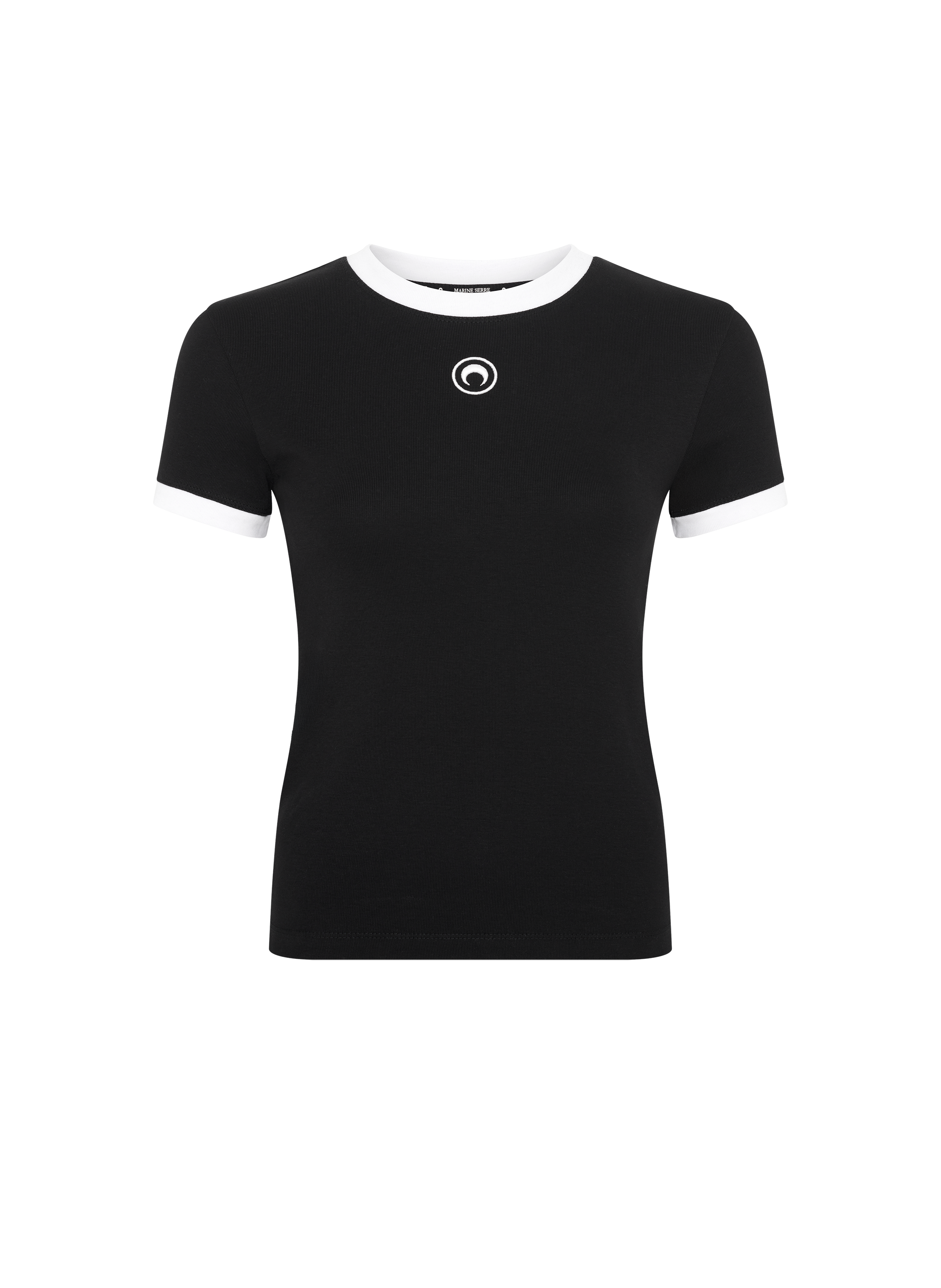 T-shirt met baby-bicolore snit met Moon-logo van biologisch katoen, uniseks MARINE SERRE Zwart