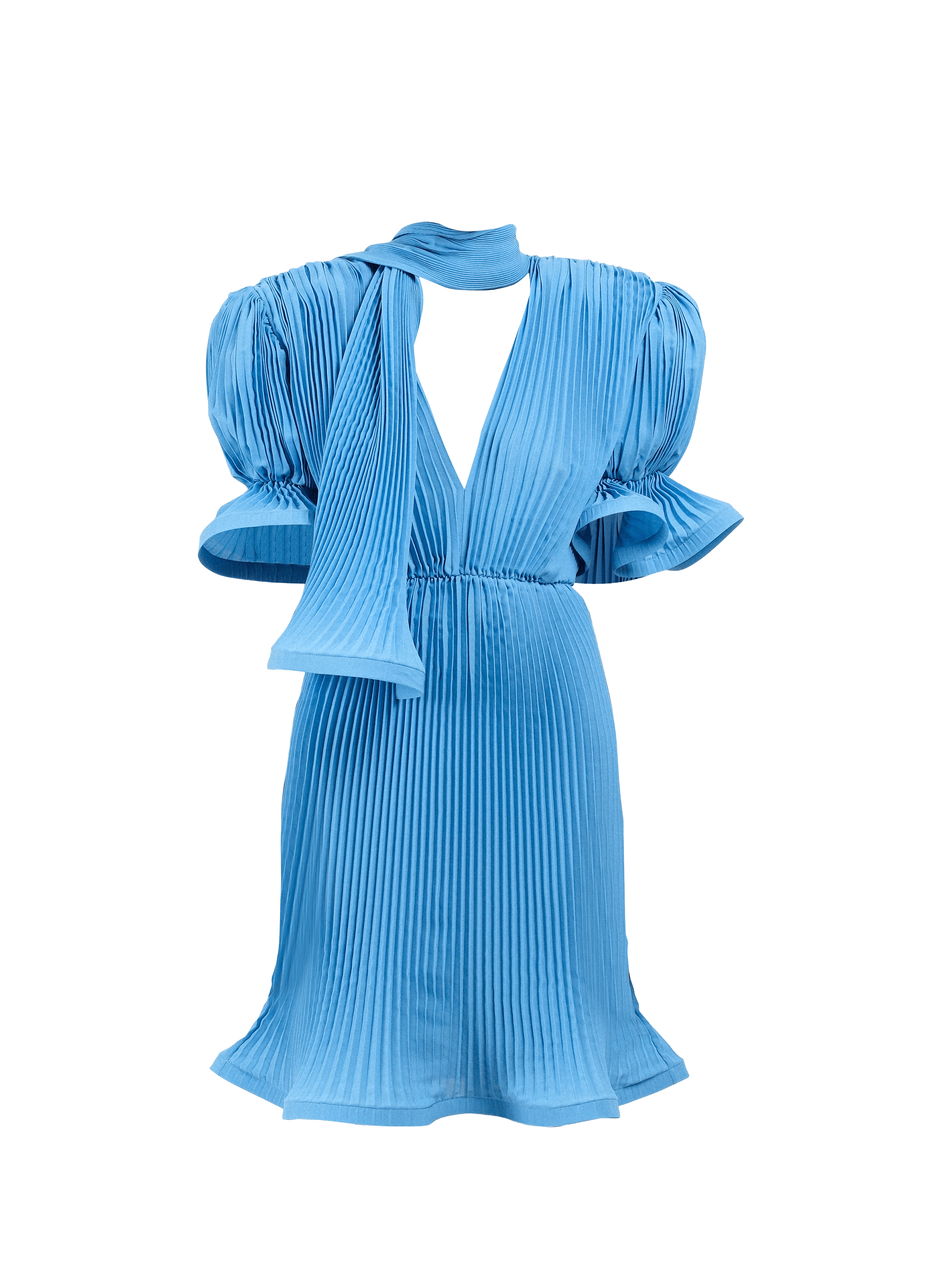 Pleated dress with scarf ROWEN ROSE Blue