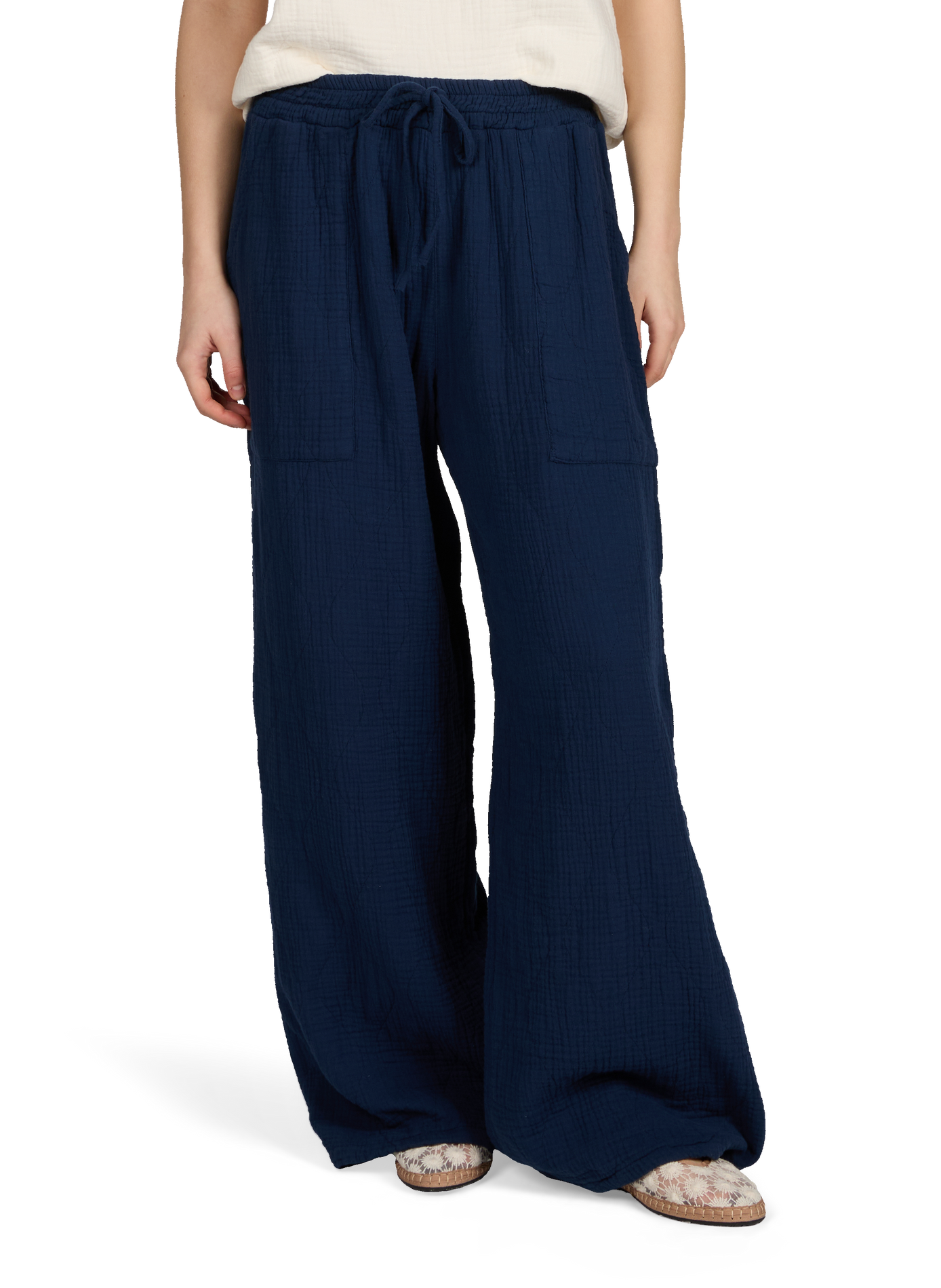 Phoenix straight quilted cotton trousers AOKYANOS Blue