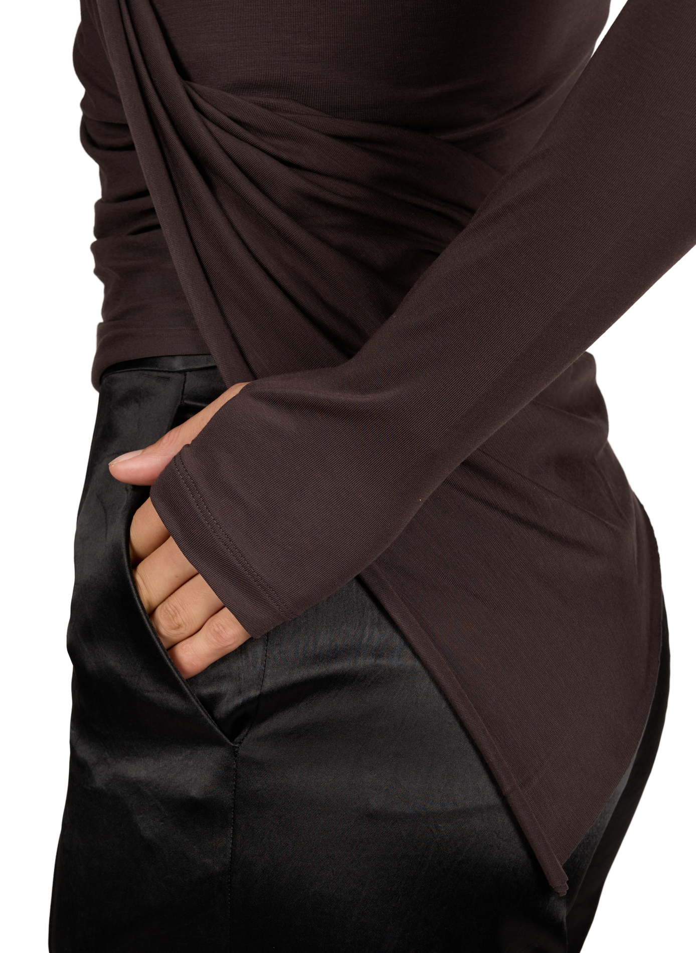 Long-sleeved asymmetrical top HELMUT LANG Brown