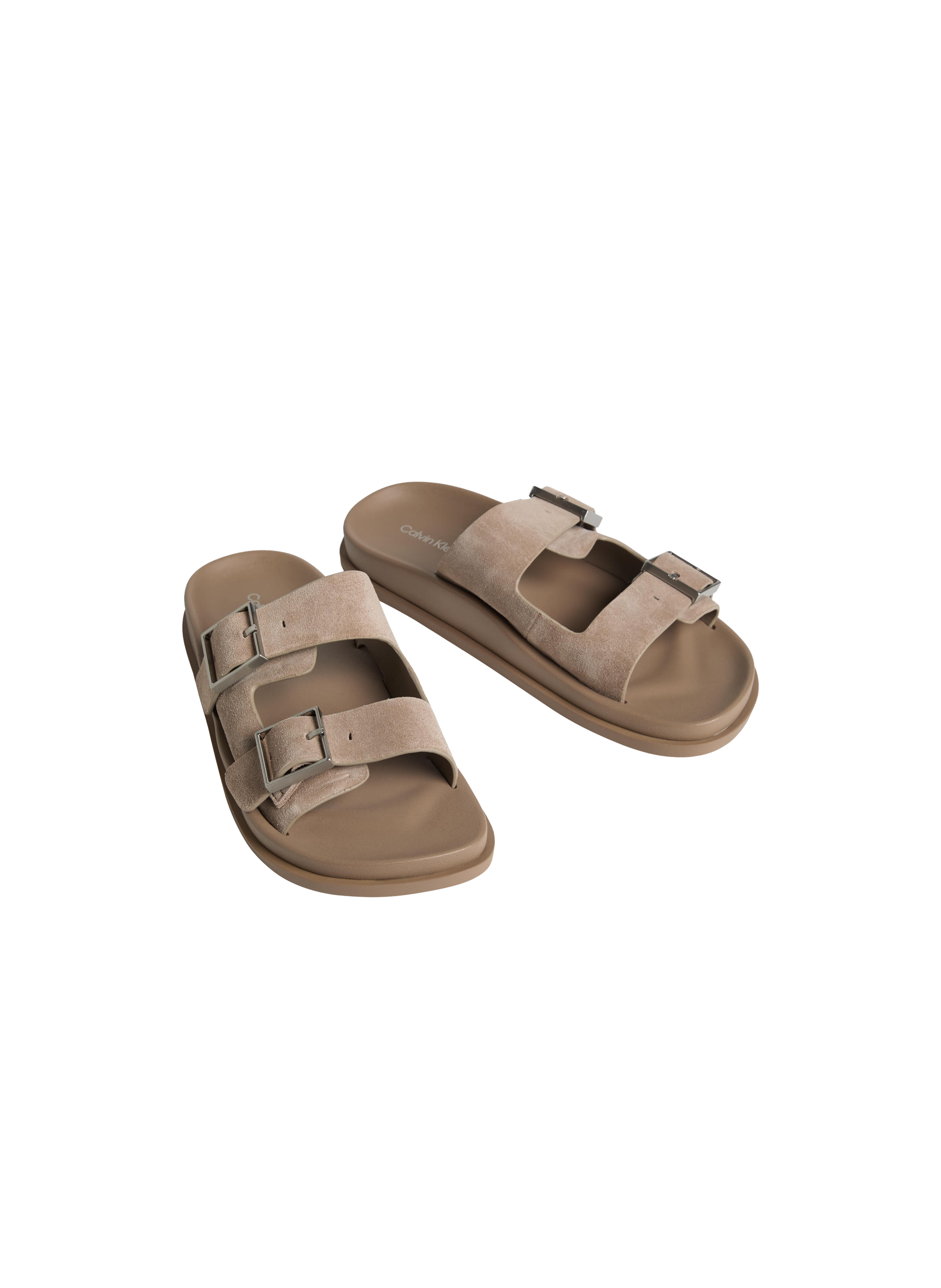 Flat leather suede sandals CALVIN KLEIN Beige