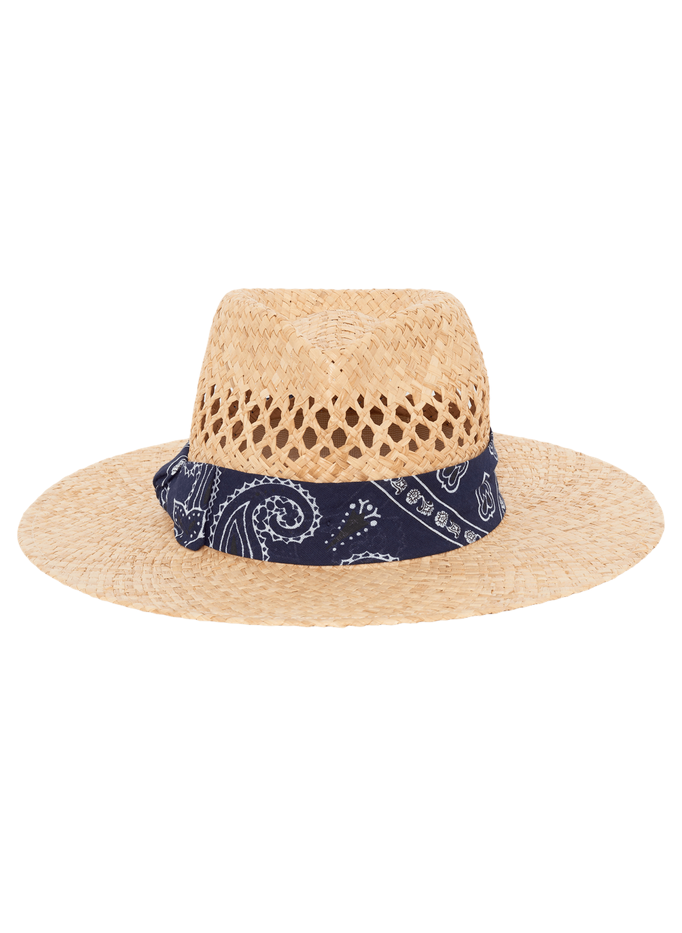 Chapeau en raphia à bandana - kayna PABLO Bleu