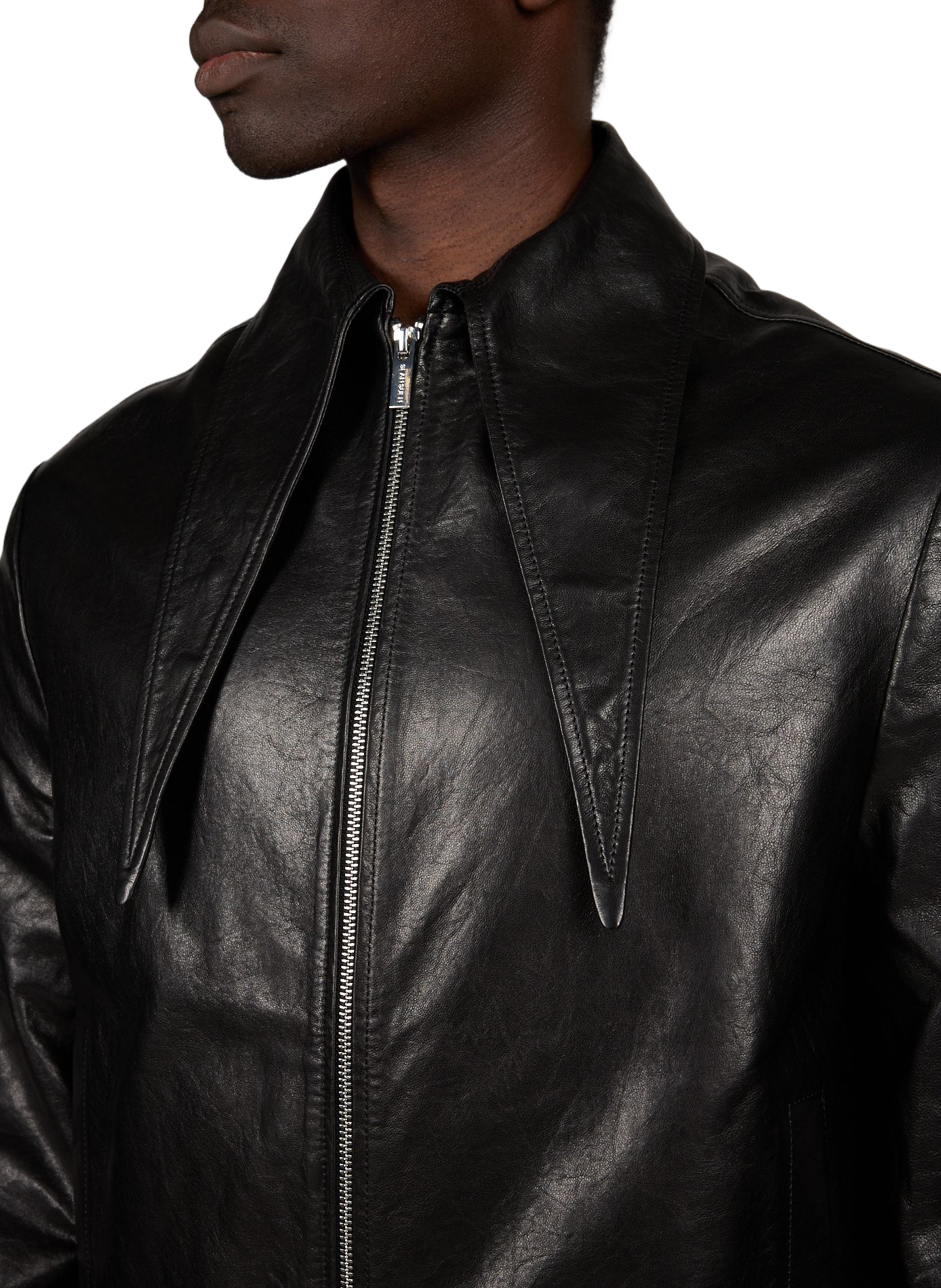 Oversized leather jacket SEAN SUEN Black