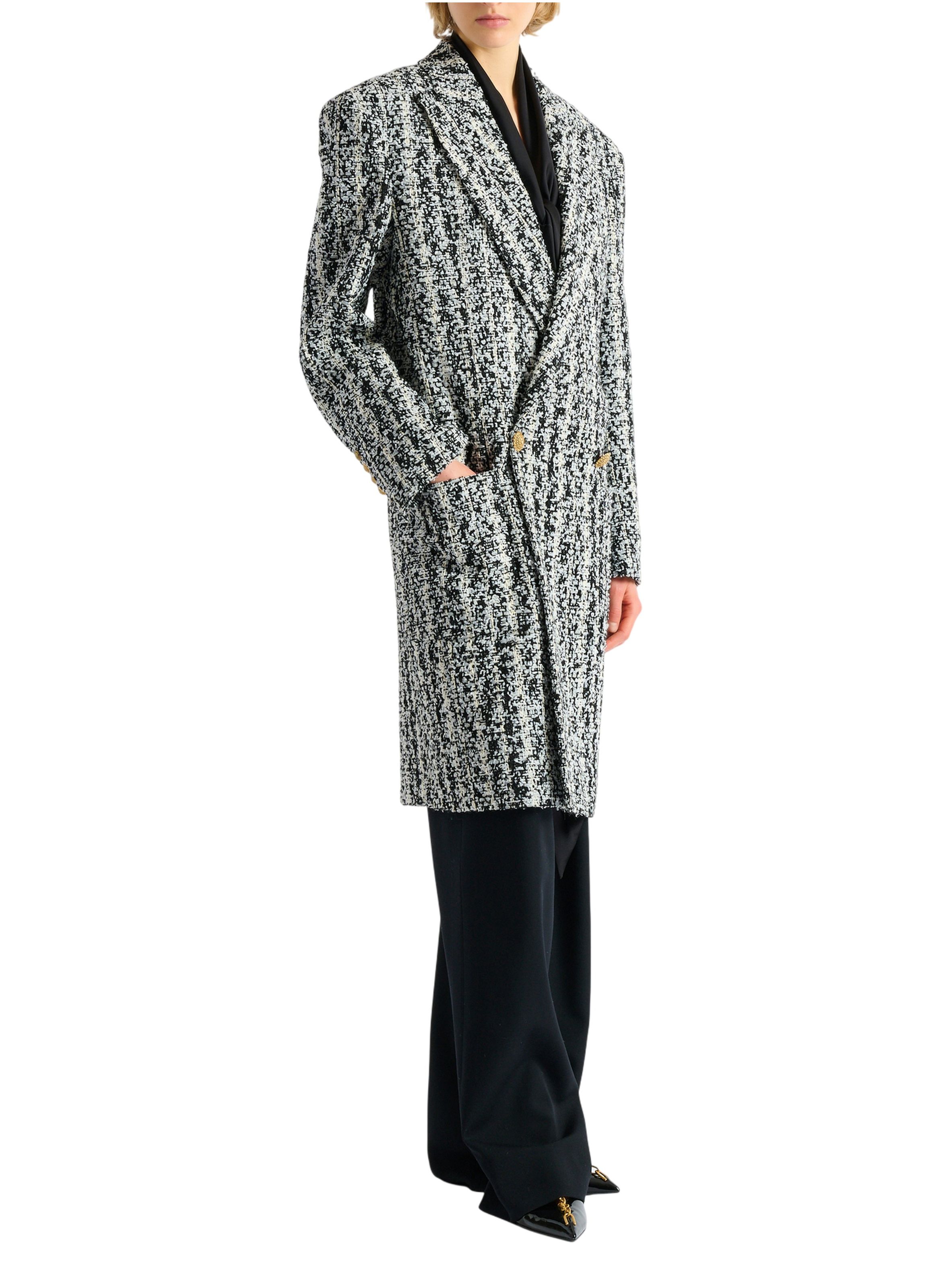 Manteau long en tweed BALMAIN Noir