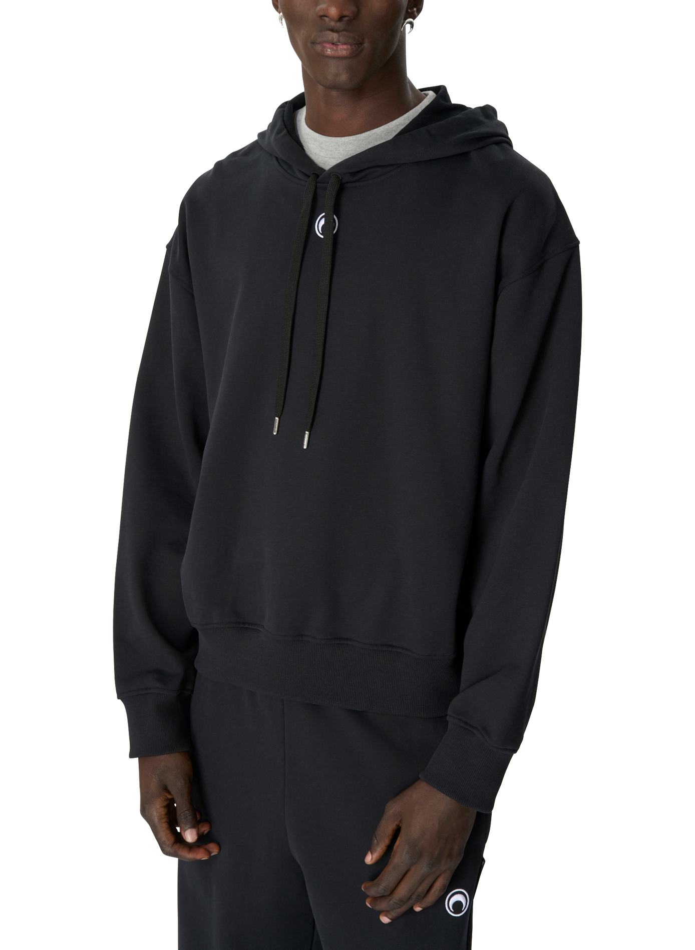 Hoodie en molleton logo moon MARINE SERRE Noir
