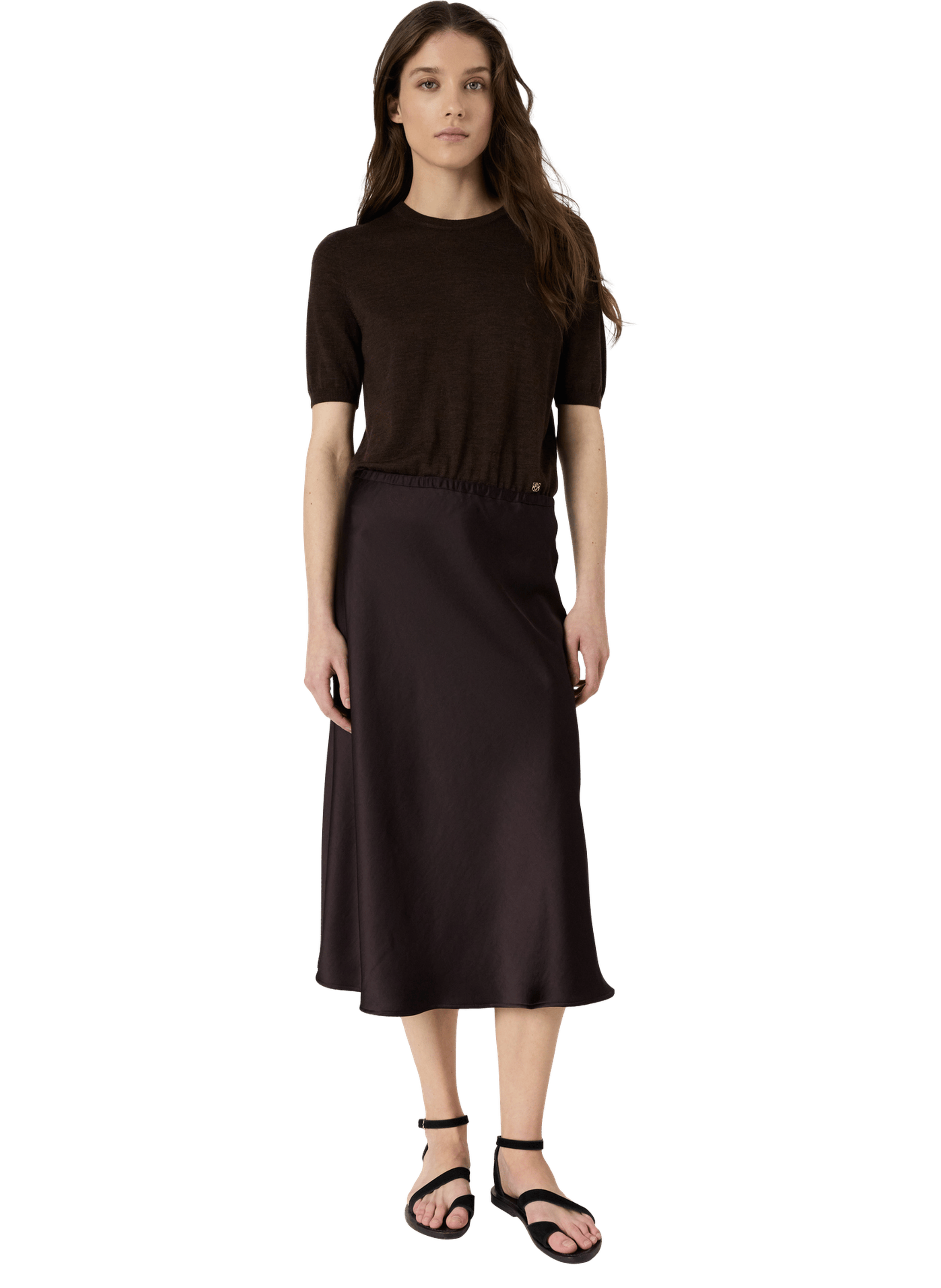 Jupe midi en satin - jolana GERARD DAREL Marron
