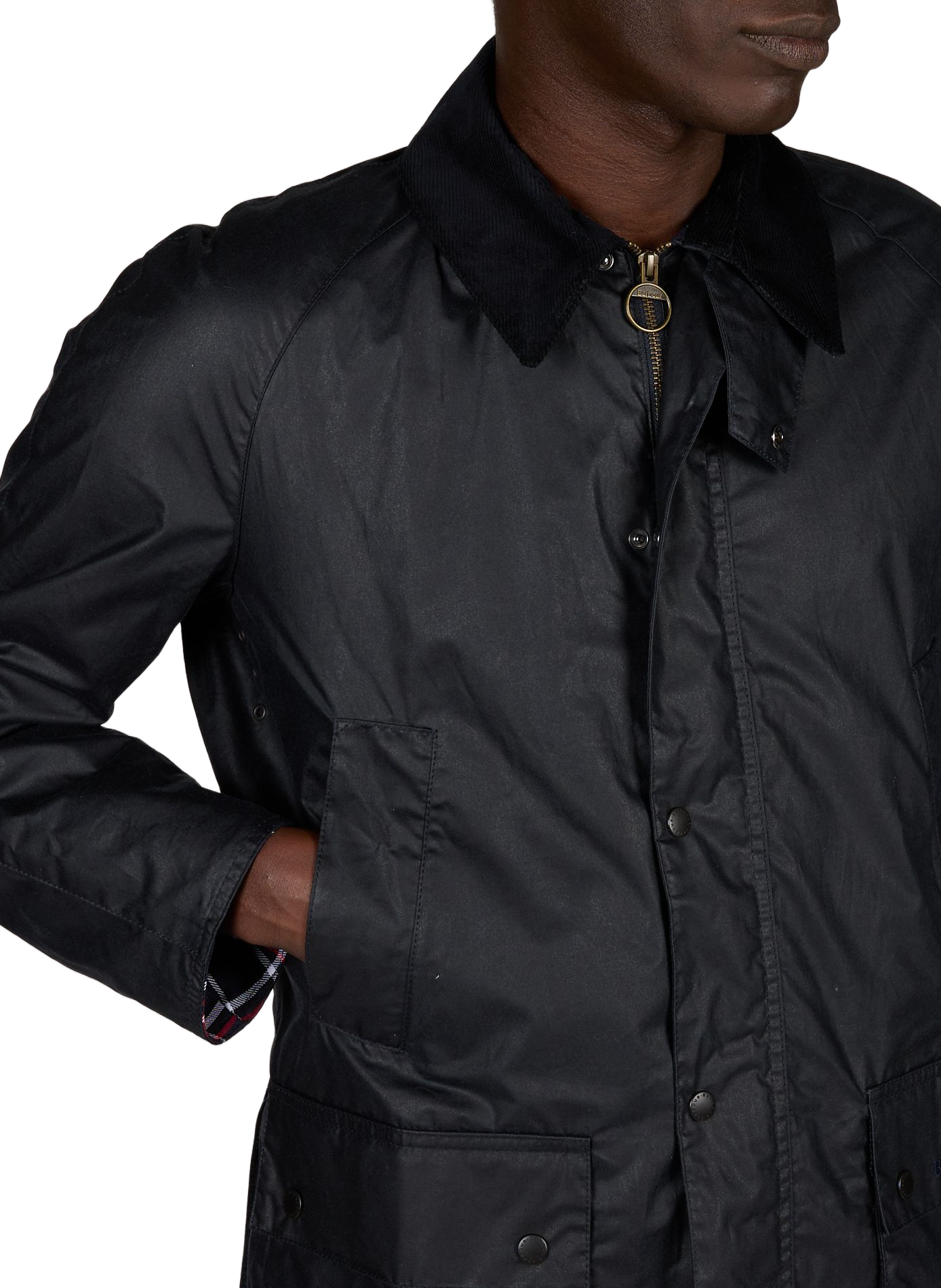 Wachsjacke mit Stehkragen aus Baumwoll-Velours BARBOUR Blau