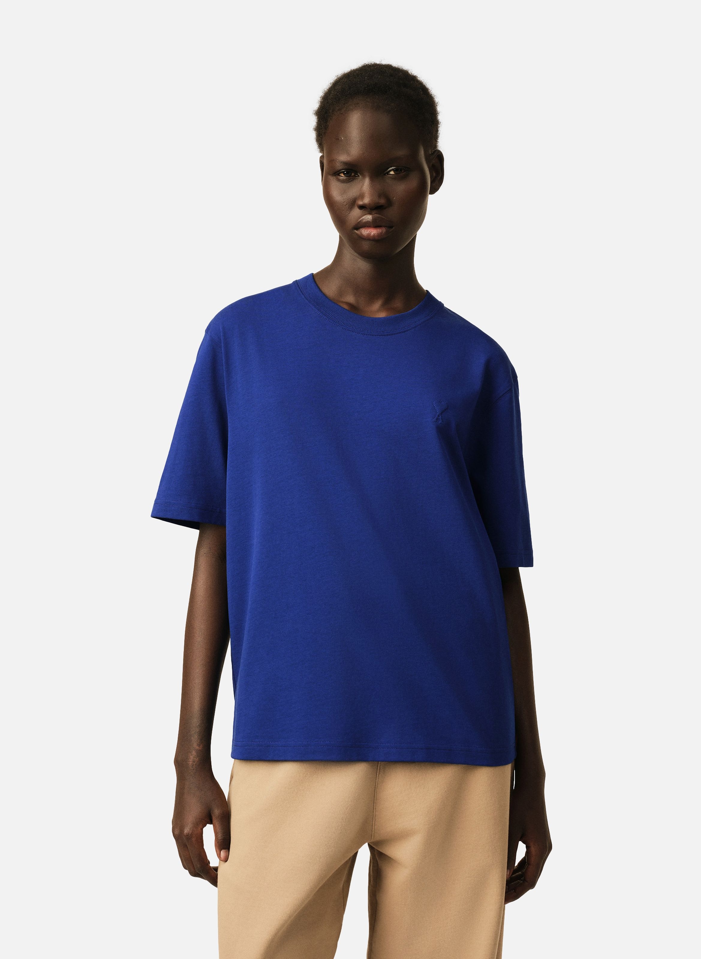 T-shirt unisexe en coton ami de coeur embossé AMI PARIS Bleu