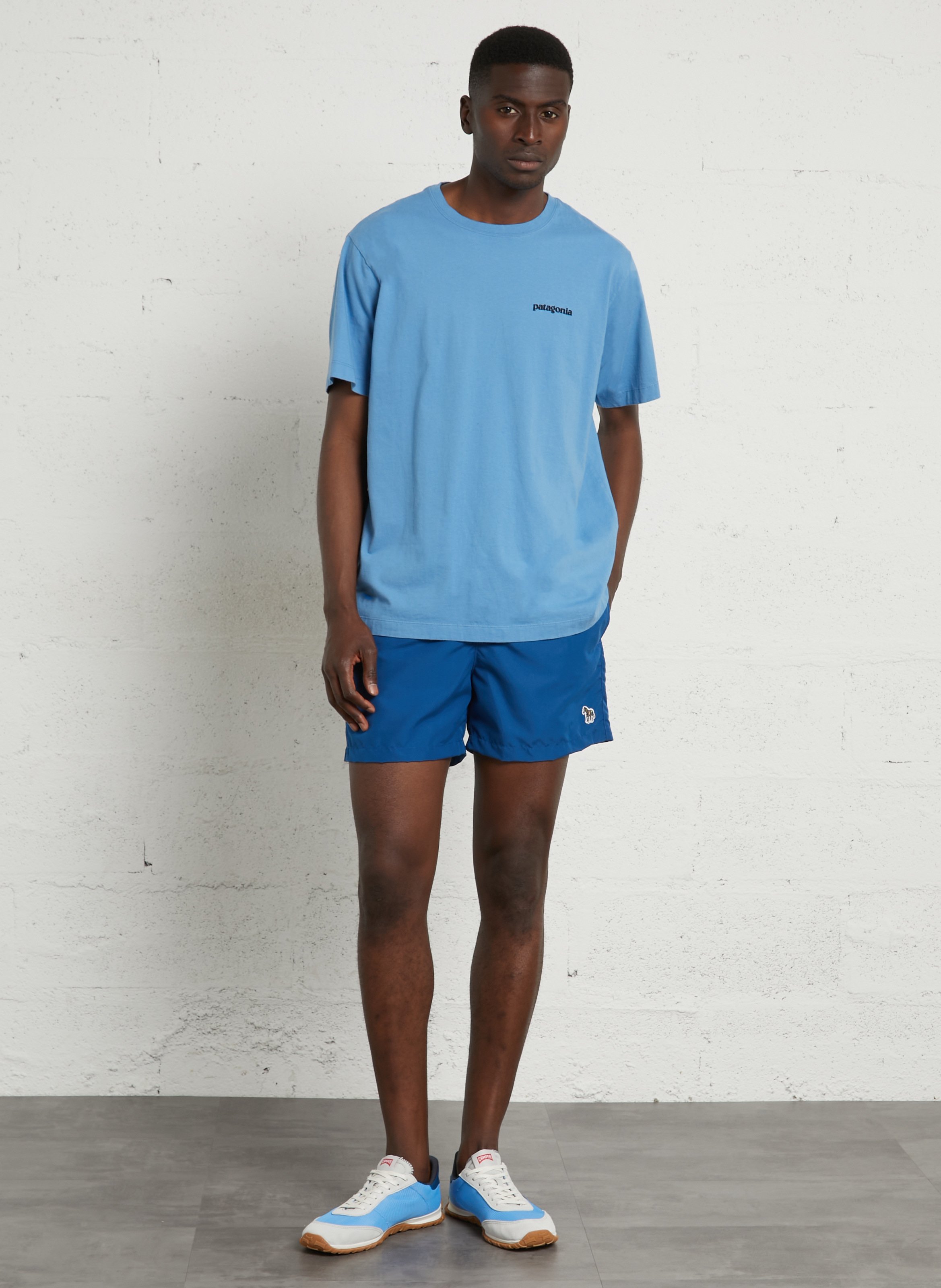 Oversized T-shirt met ronde hals van biologisch katoen met zeefdruk PATAGONIA Blauw