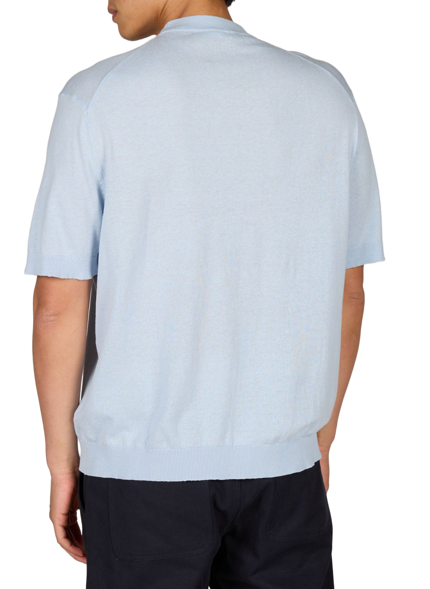 Kurzarm-T-Shirt aus Baumwolle und Leinen SELECTED Blau