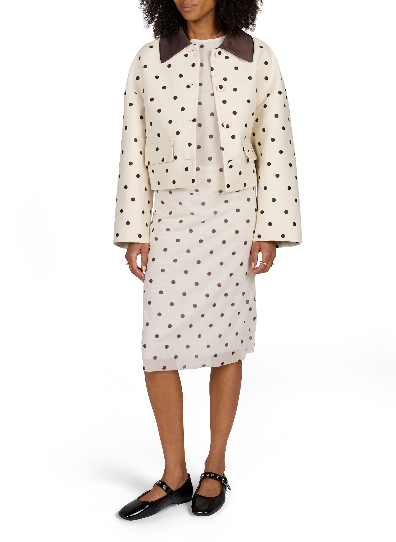 Veste ample courte à pois BAUM UND PFERDGARTEN Beige