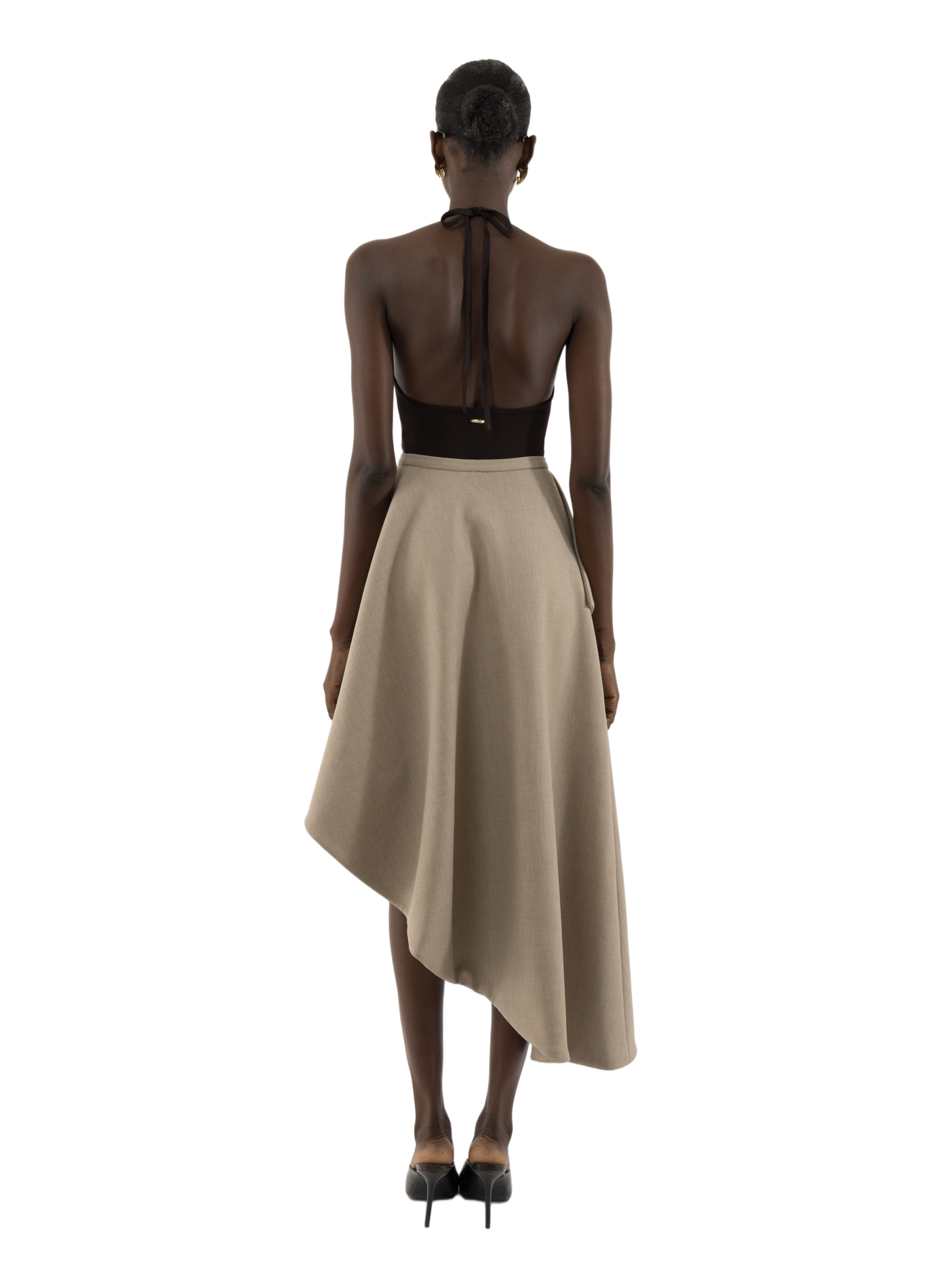 Asymmetrischer einfarbiger Rock ARAKII Beige