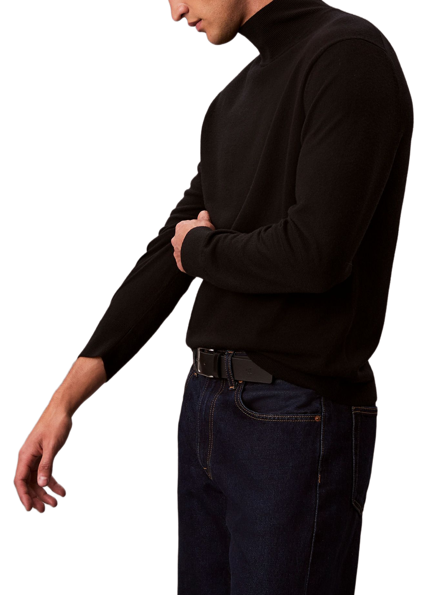 Wollpullover mit Stehkragen aus Merinowolle CALVIN KLEIN Schwarz