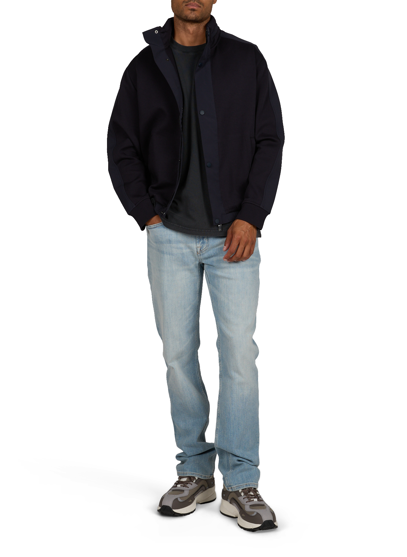 Straight cotton-blend jacket ARMANI EXCHANGE Blue