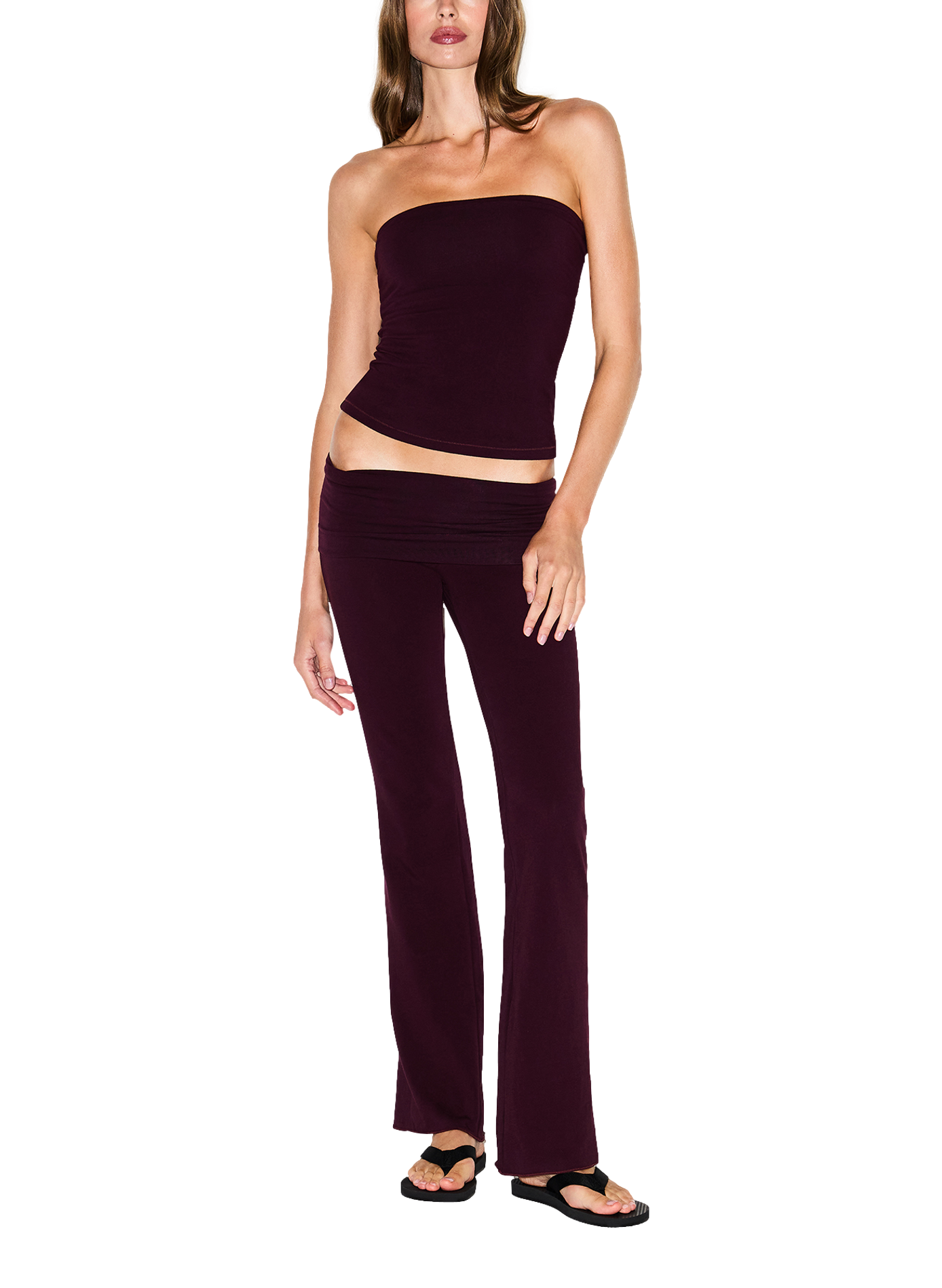 Boot-cut cotton blend pants SKIMS Red