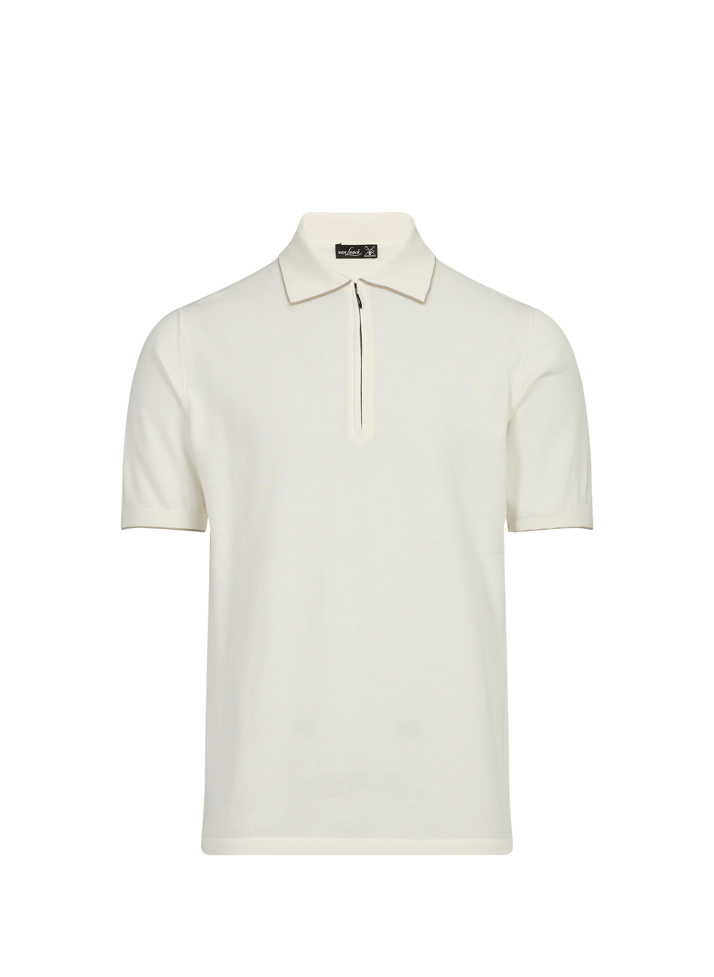 Polo with zip straight collar plain VAN LAACK Beige