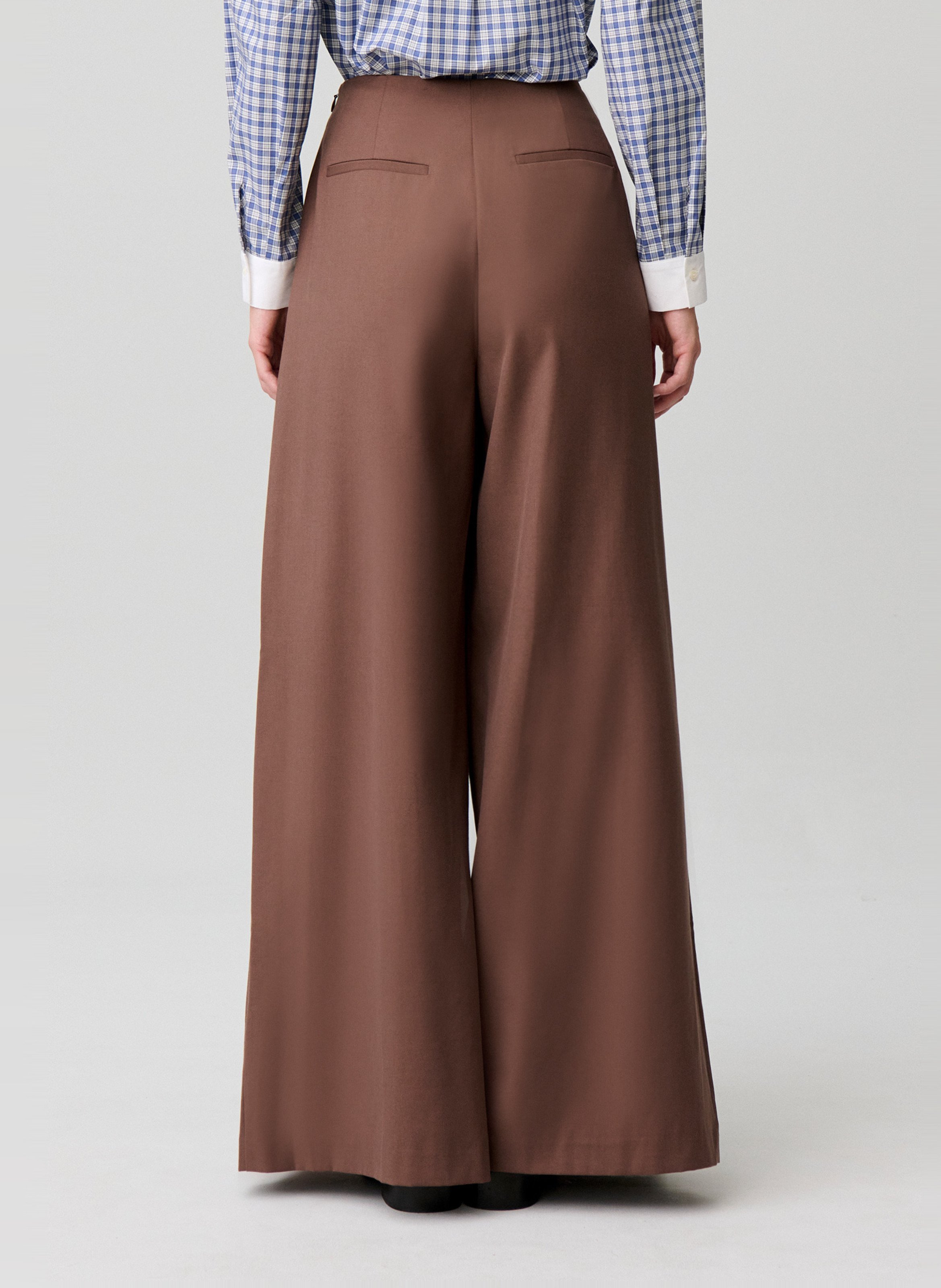 Pantalon large taille haute plissé CLAUDIE PIERLOT Marron
