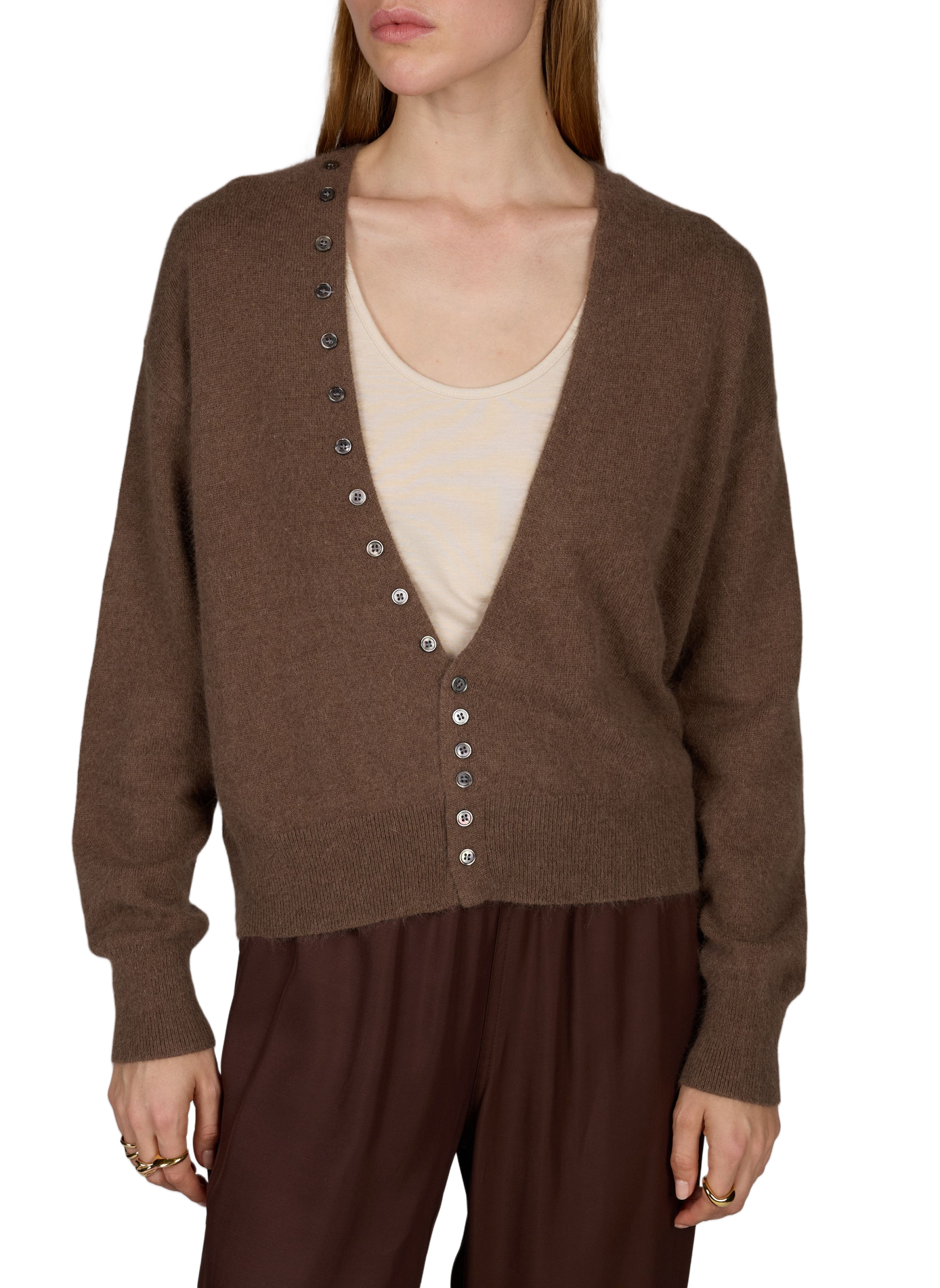 Oversized V-neck cardigan ARTLOVE Brown