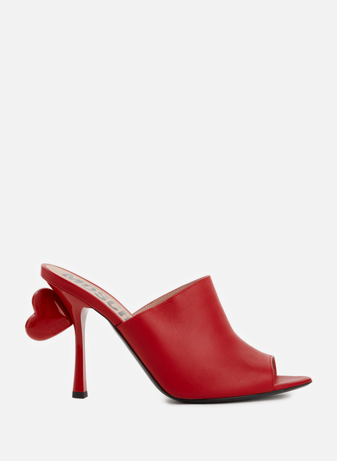 حذاء مفتوح من الجلد باللون الأحمر بكعب MOSCHINO 