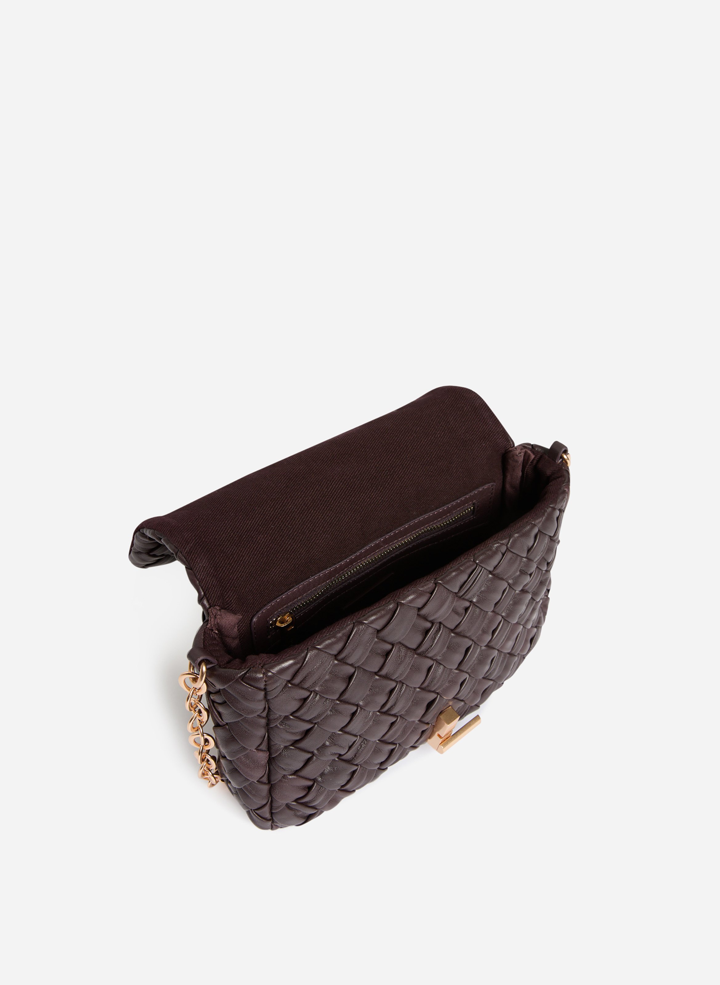 Moyen sac moon en cuir tressé VANESSA BRUNO Marron