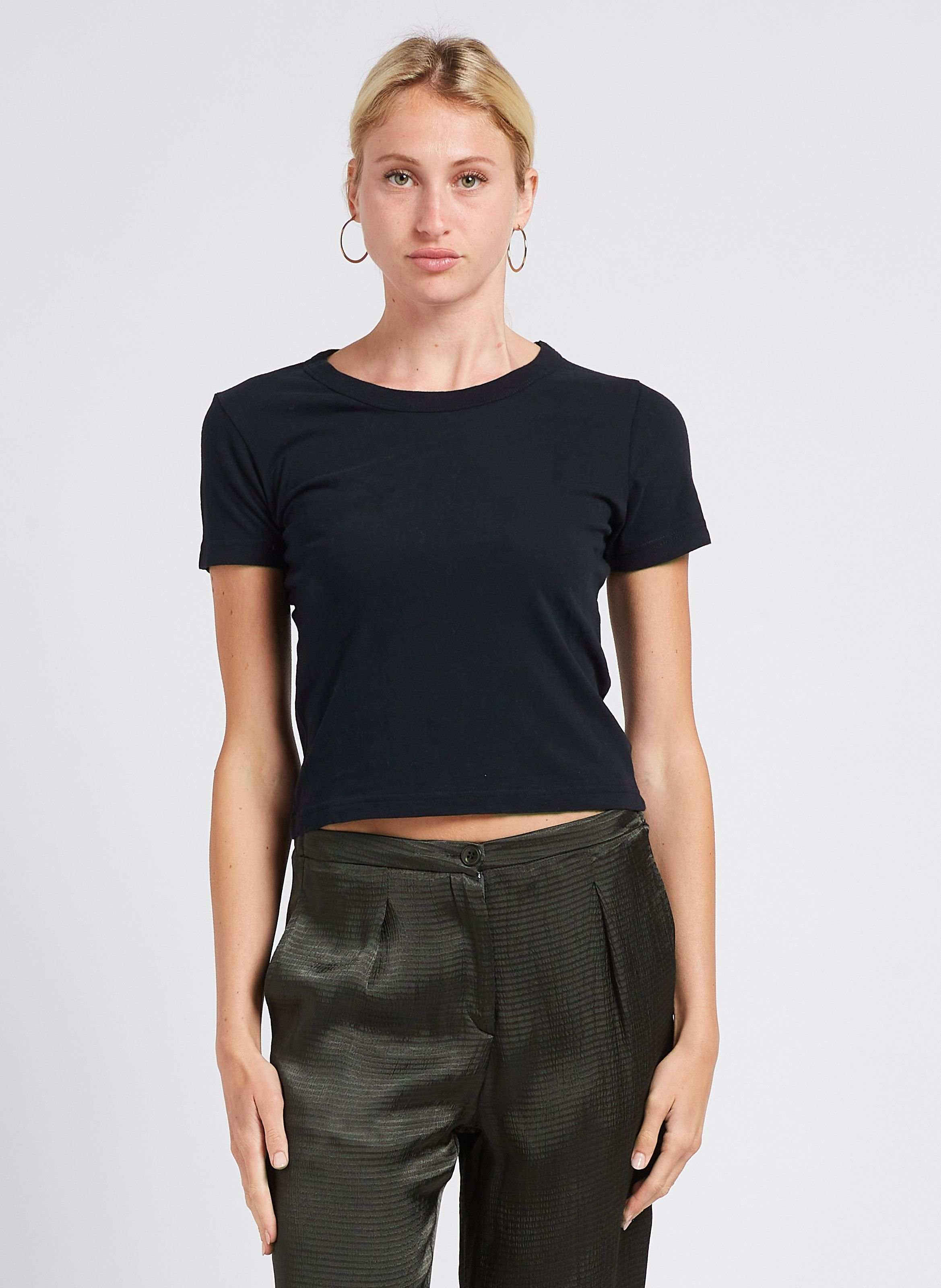 Tee-shirt court col rond en coton gamipy AMERICAN VINTAGE Noir