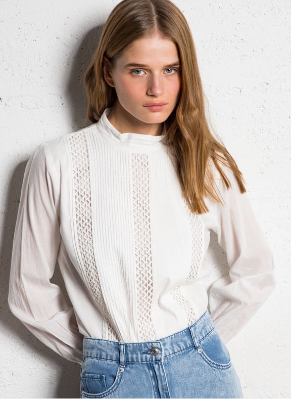 Blouse brodée en coton bio Blanc by IKKS IKKS Blouse brodée en coton bio Blanc