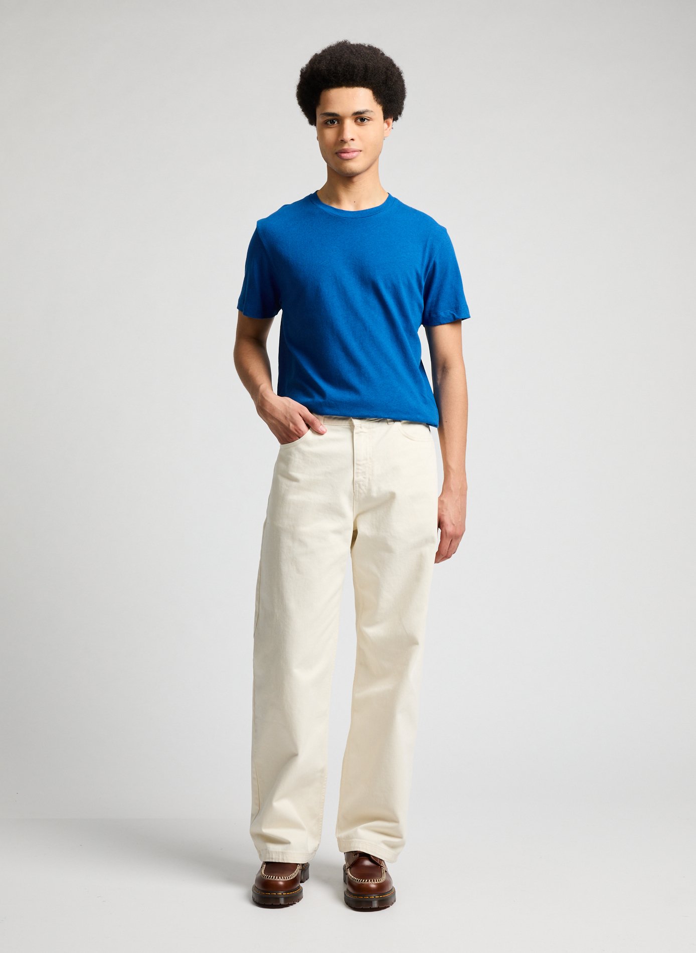 T-shirt en coton et lin AU PRINTEMPS PARIS Bleu