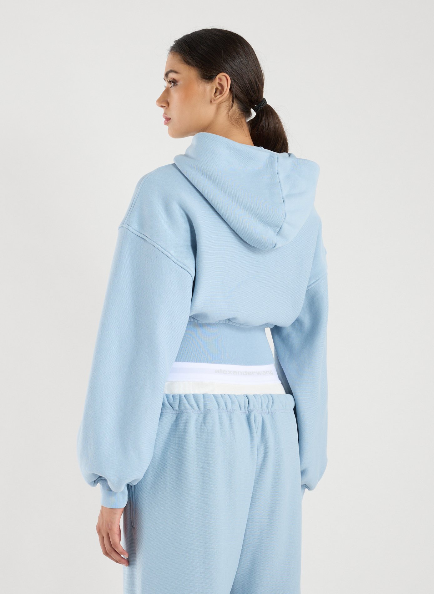 Hoodie court en coton  ALEXANDER WANG Bleu