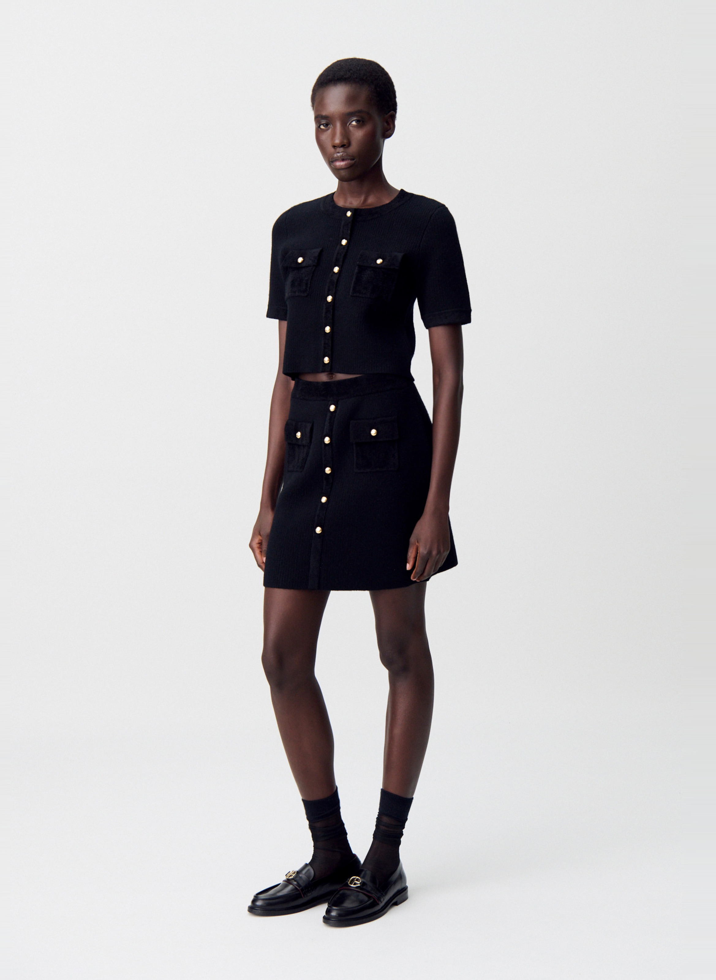 Cardigan boutonné en velours côtelé mano CLAUDIE PIERLOT Noir