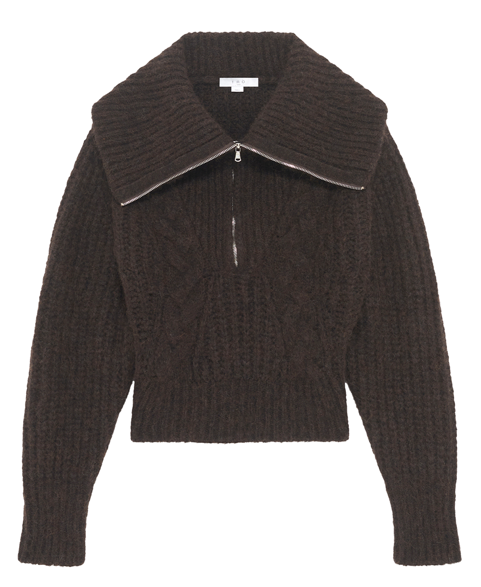 Pull col zippé en maille unie swana IRO Marron