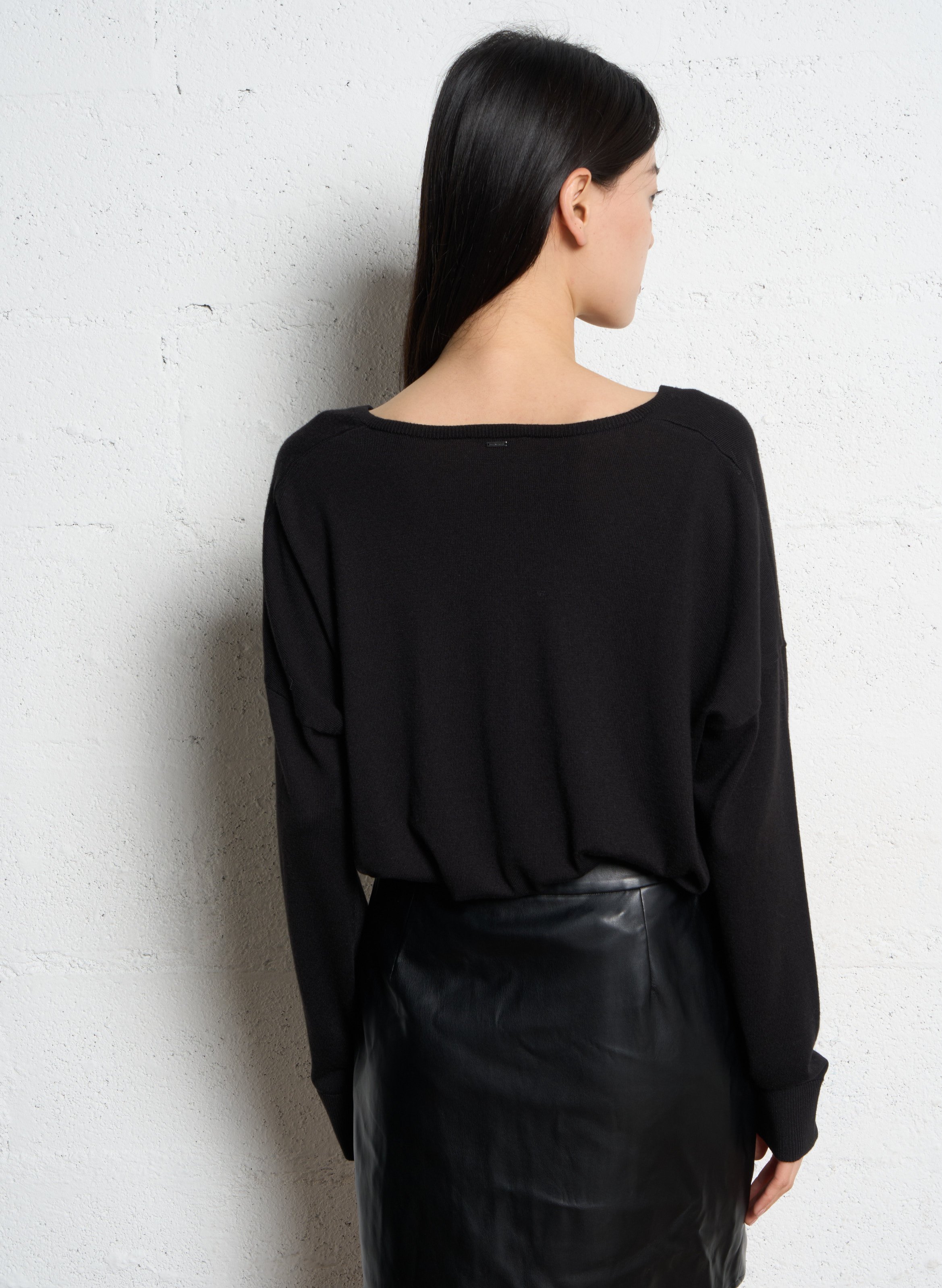 Pull ample uni manches longues IKKS Noir