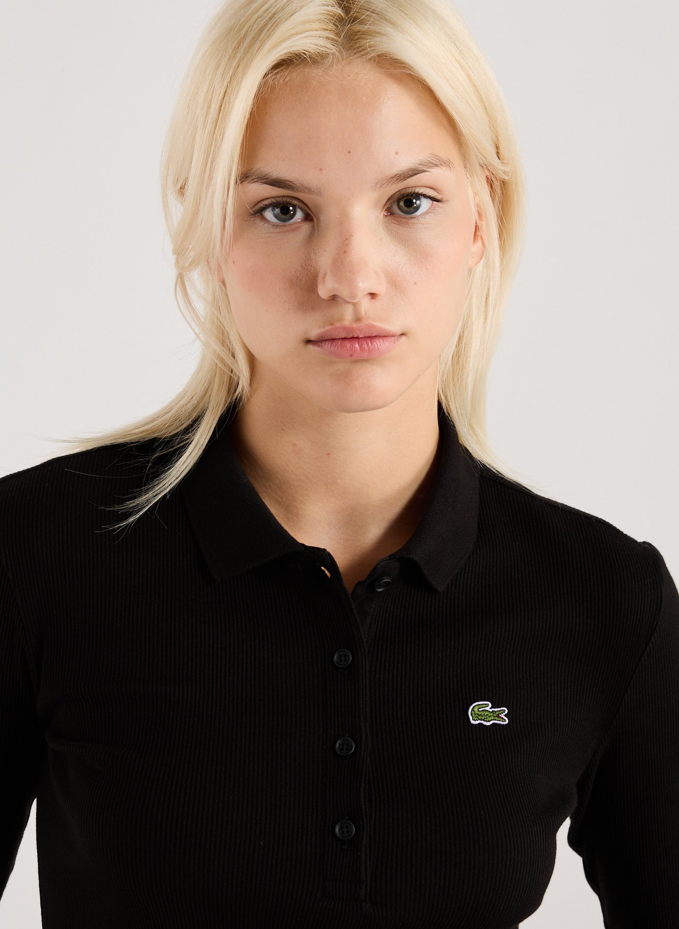 Polo à manches longues en coton LACOSTE Noir