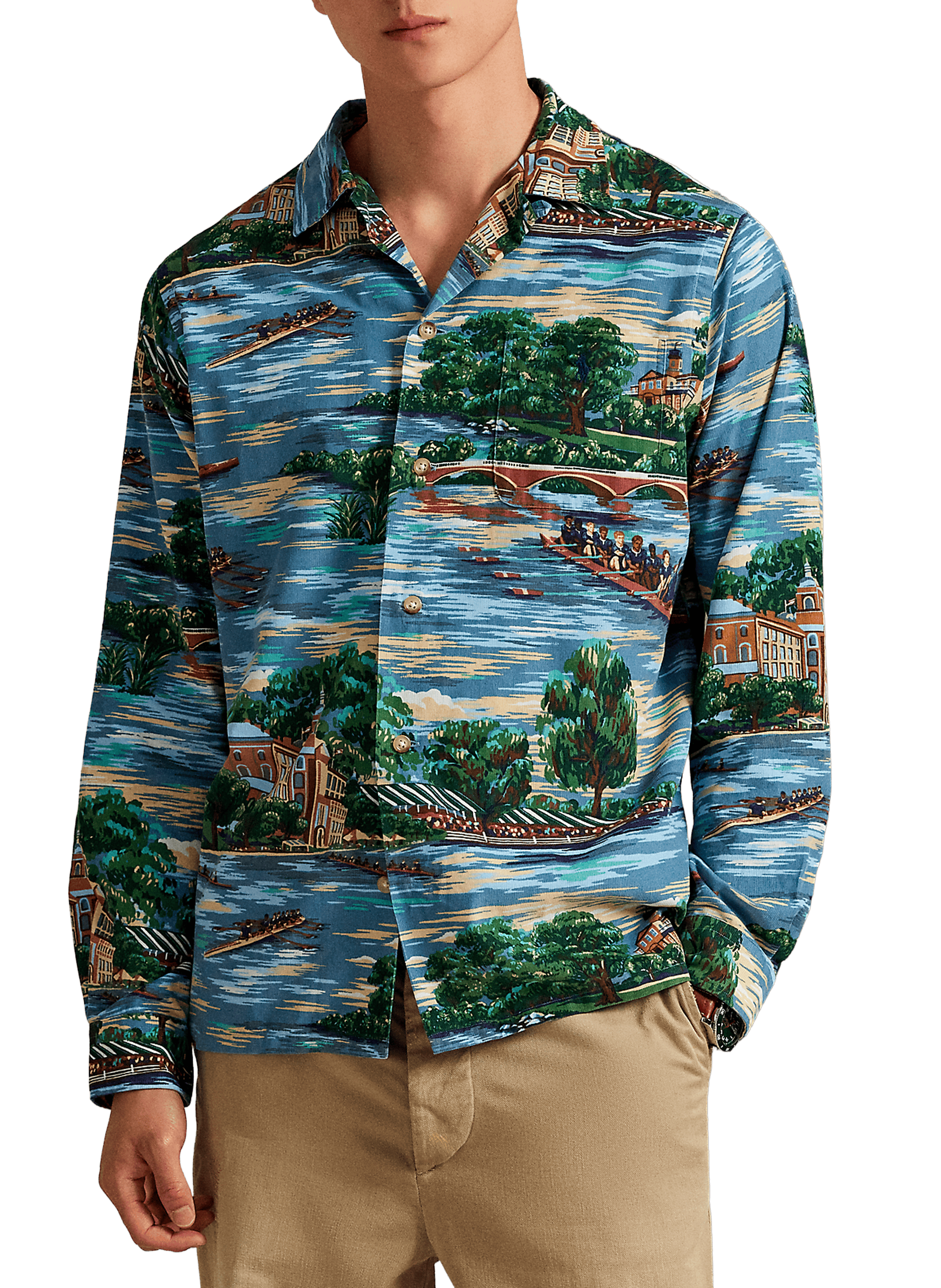 POLO RALPH LAUREN Classic collar shirt with cotton print Multicolour