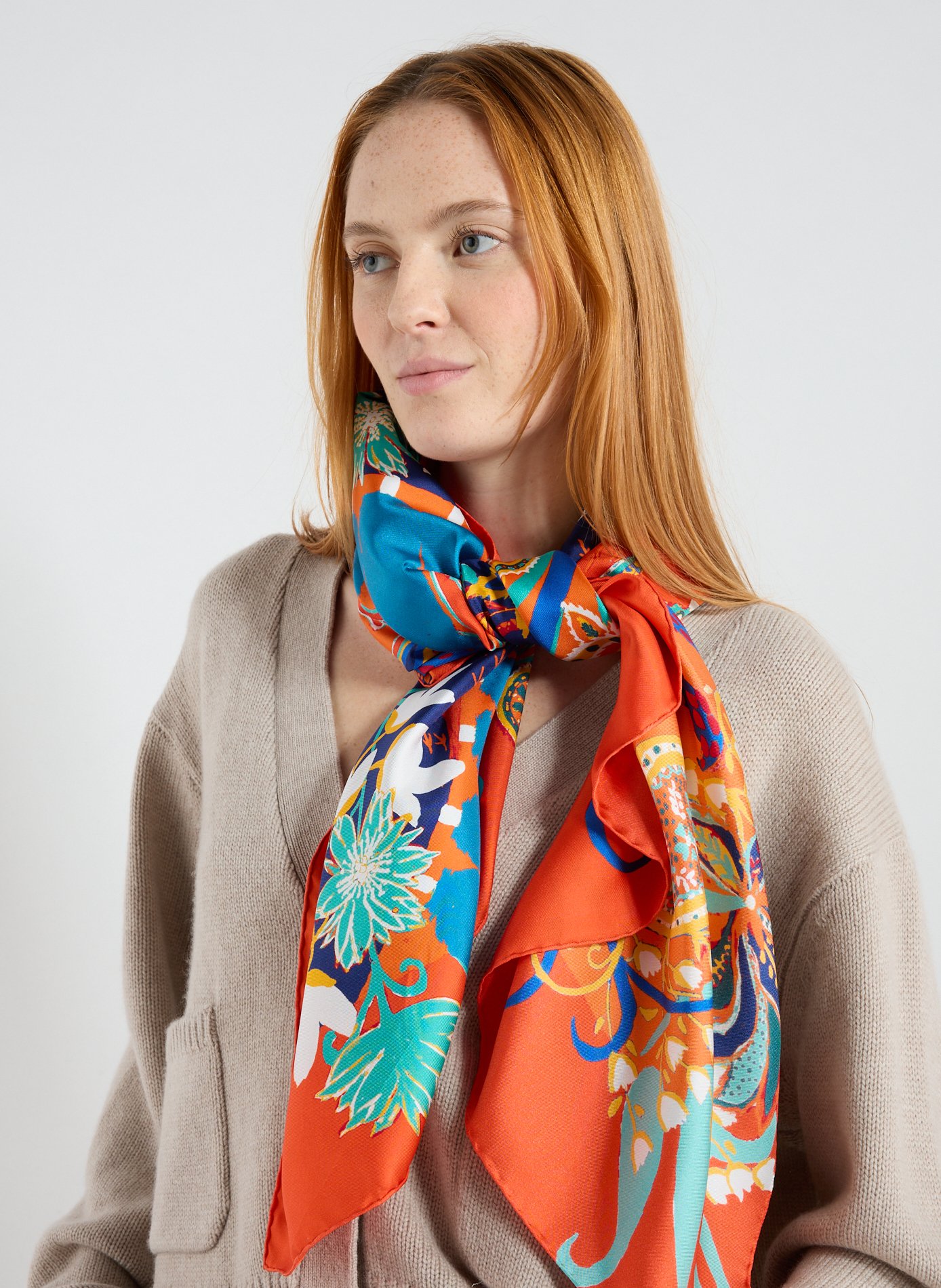 Foulard Fanny en laine et soie PETRUSSE Orange