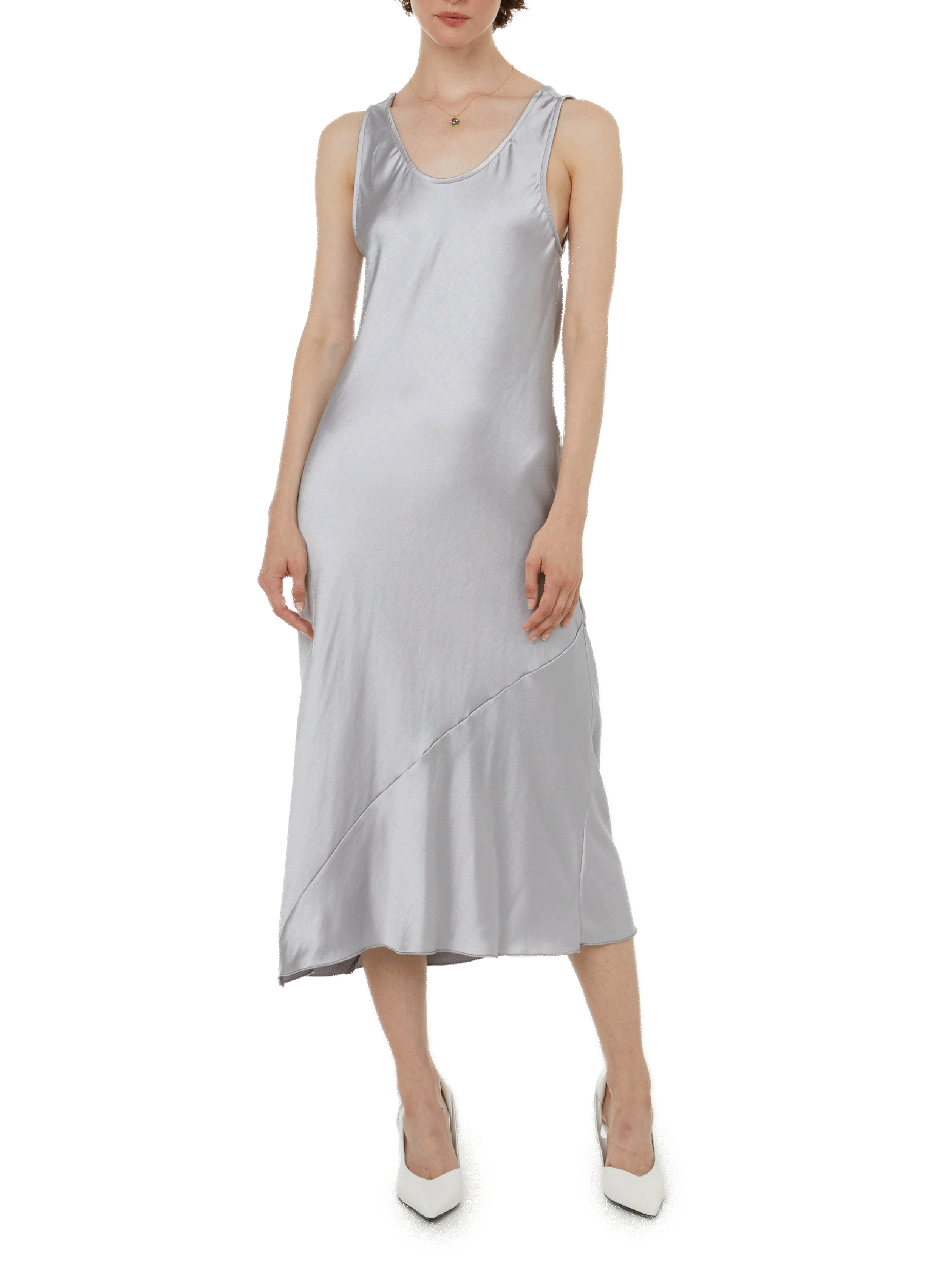 THE SOCIAL SUNDAY Robe longue satiné Argent