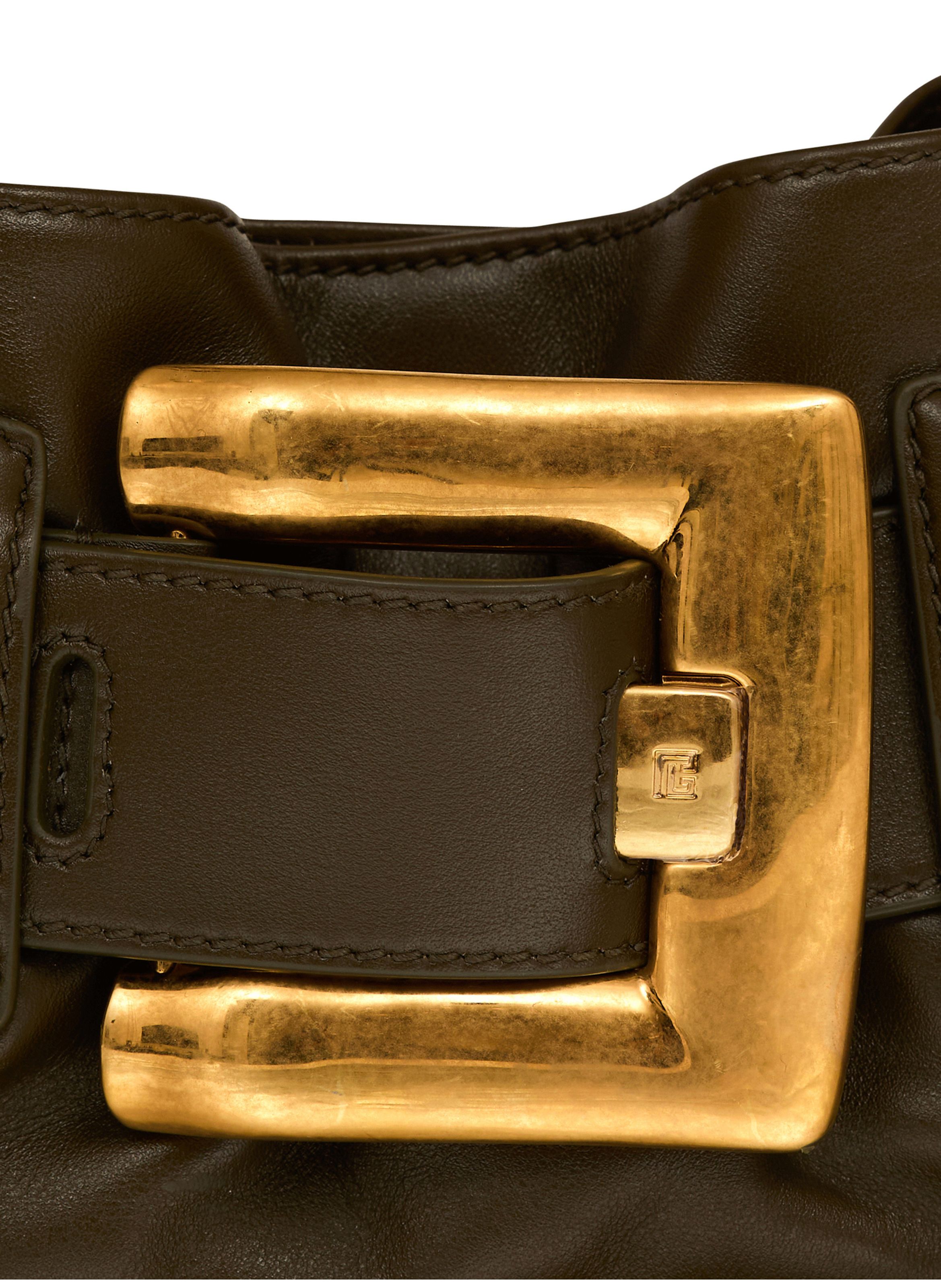 Sac anthem mini shoulder en cuir de veau BALMAIN Vert