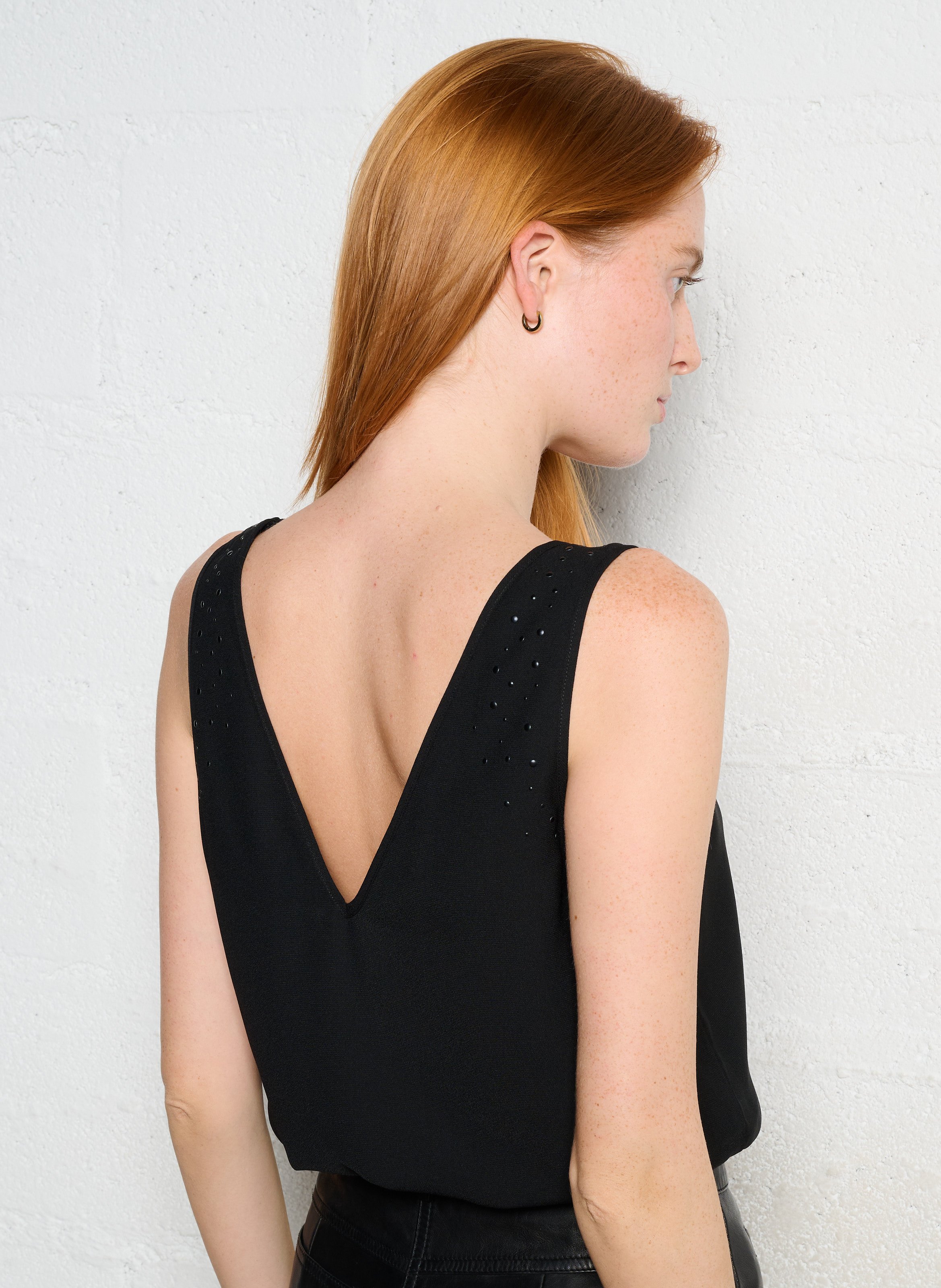 Top col rond à clous IKKS Noir