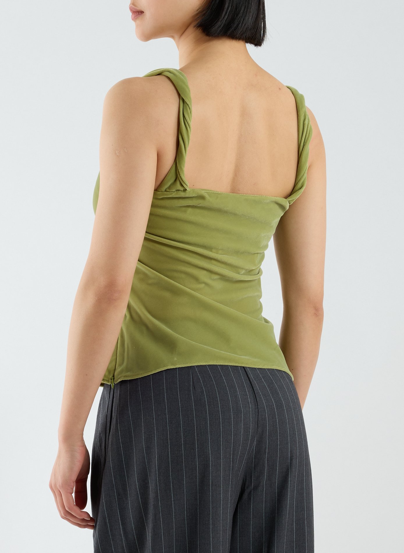 Top sans manches Tsnina en velours TOPSHOP Vert