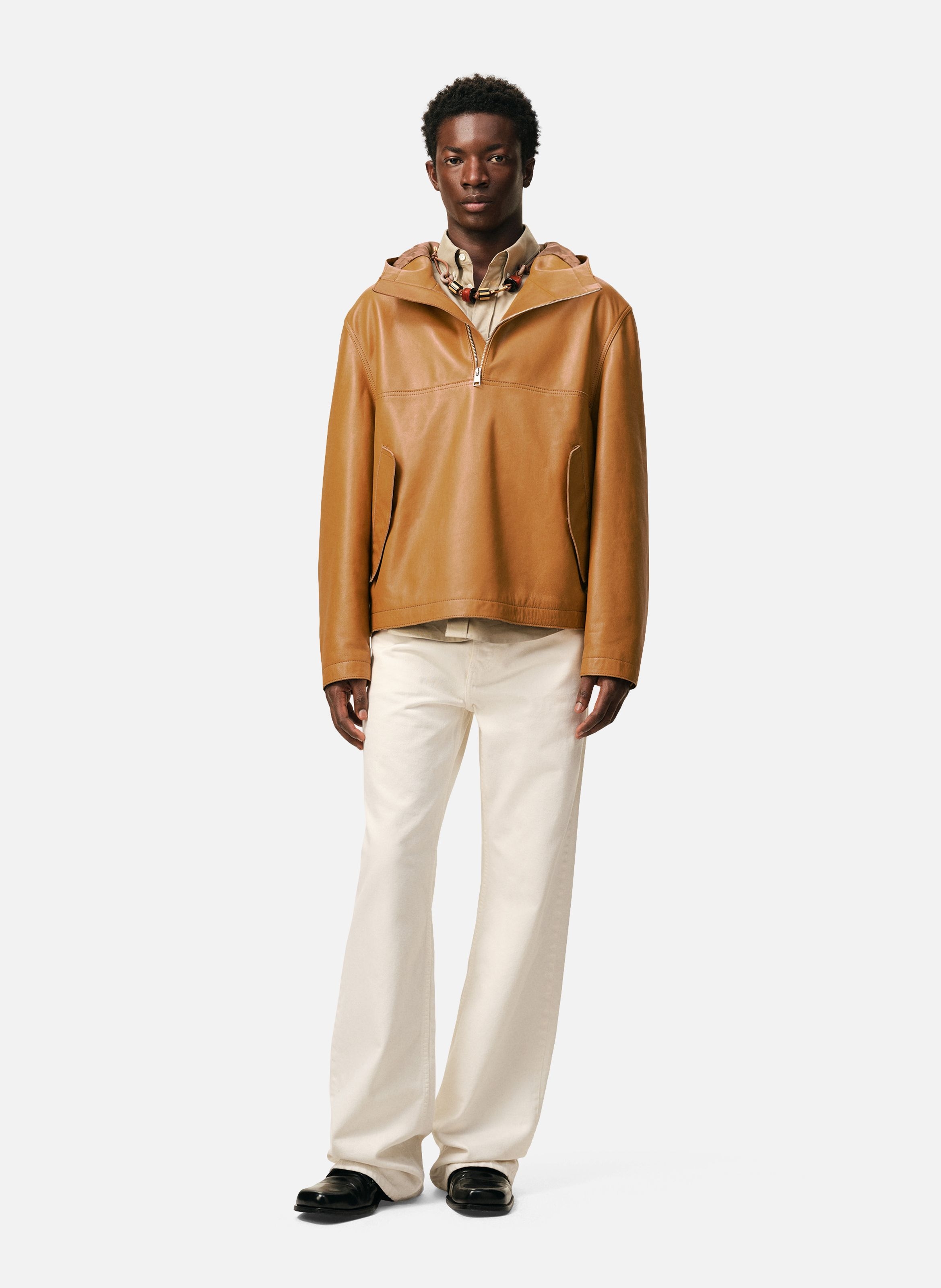 Veste a capuche en cuir de vache AMI PARIS Jaune