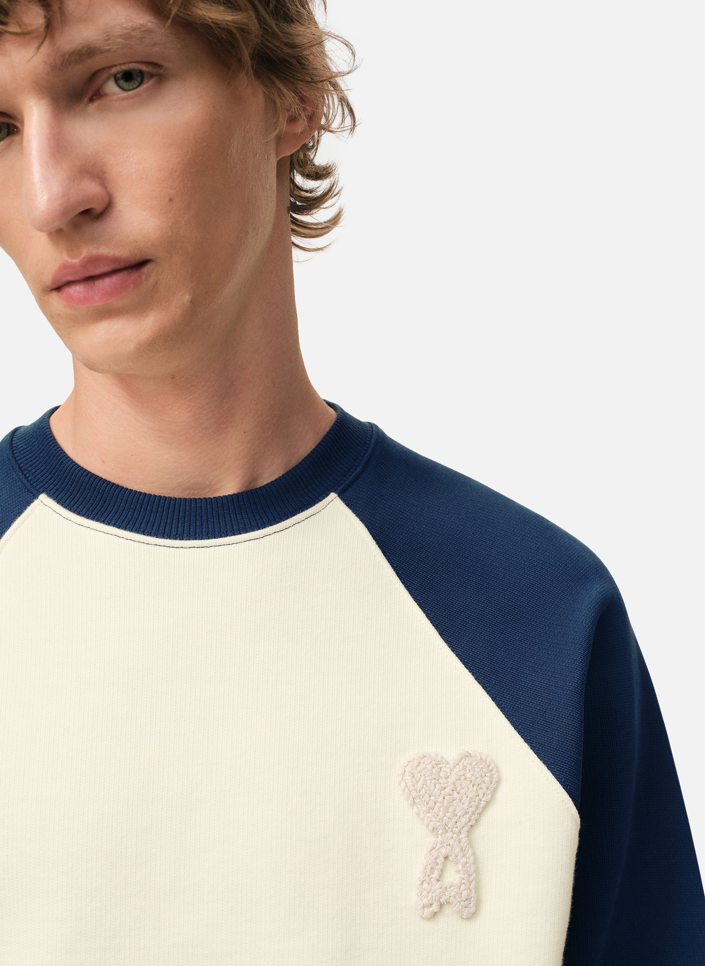 Sweatshirt ami de coeur crochet unisexe en coton AMI PARIS Bleu