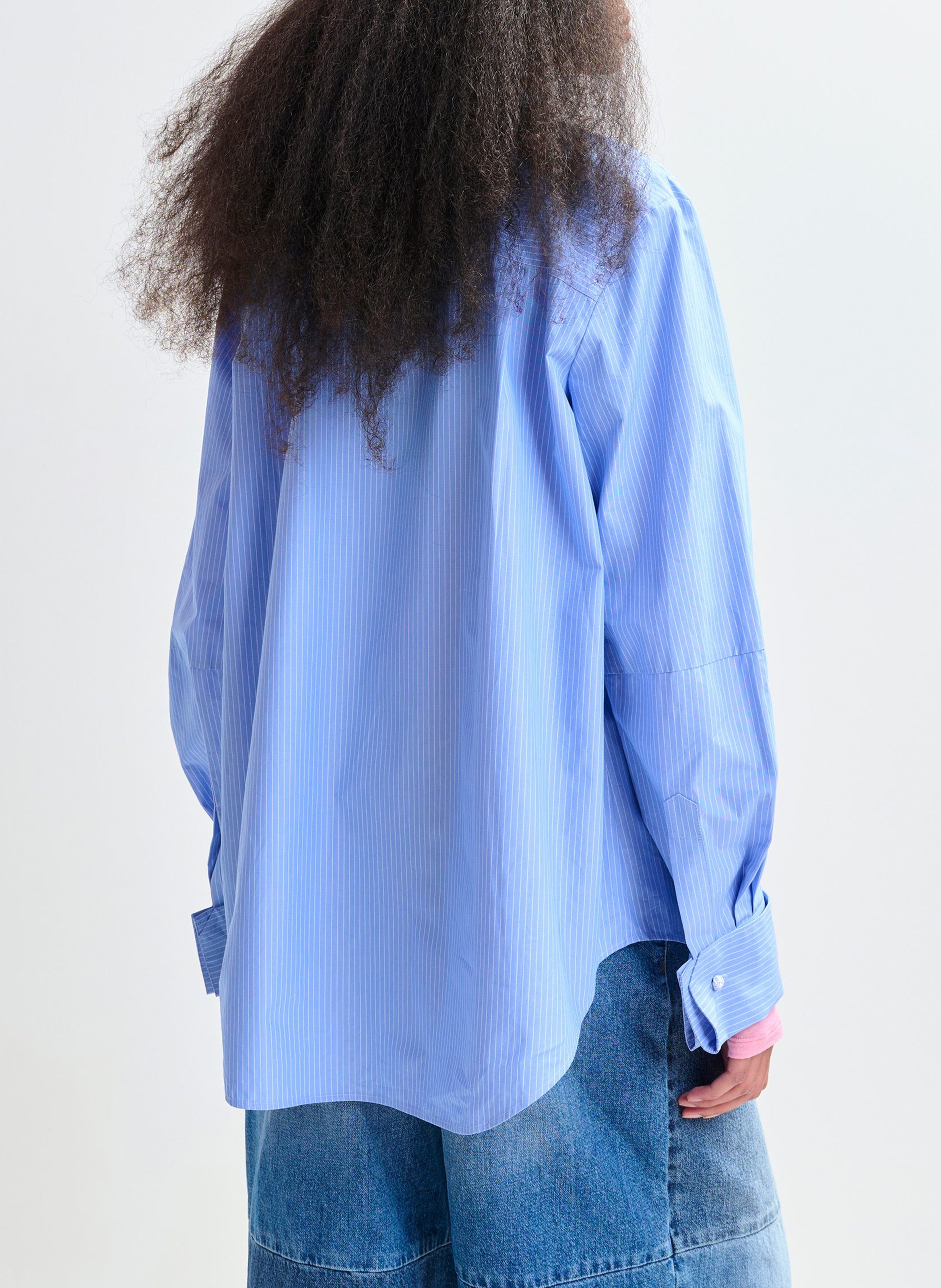 Chemise oversize col classique en coton rayé juf ESSENTIEL ANTWERP Bleu