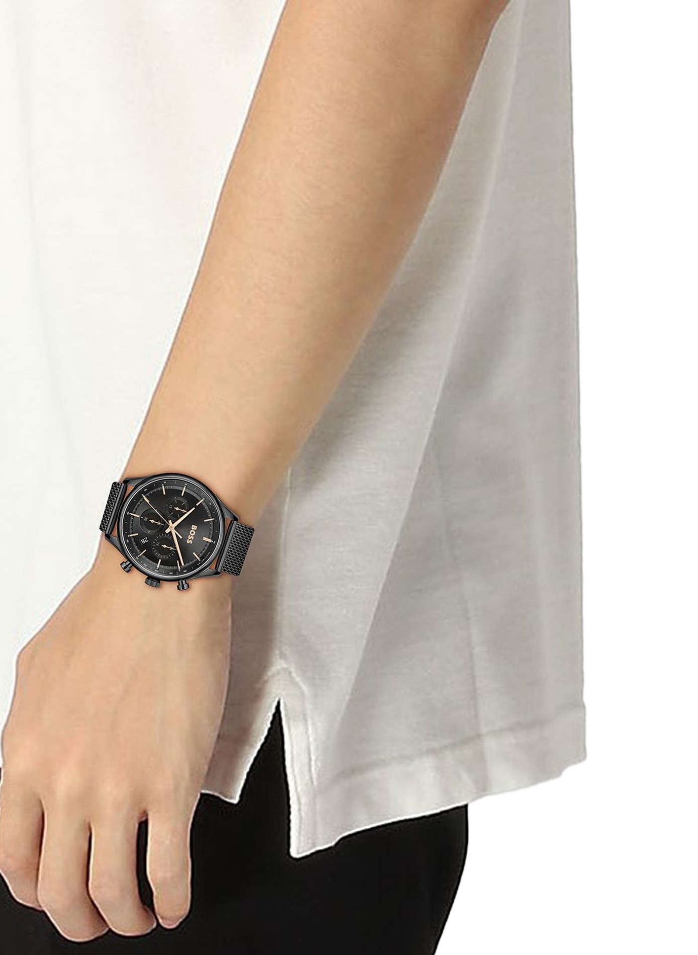 Montre quartz chrono en acier BOSS No color