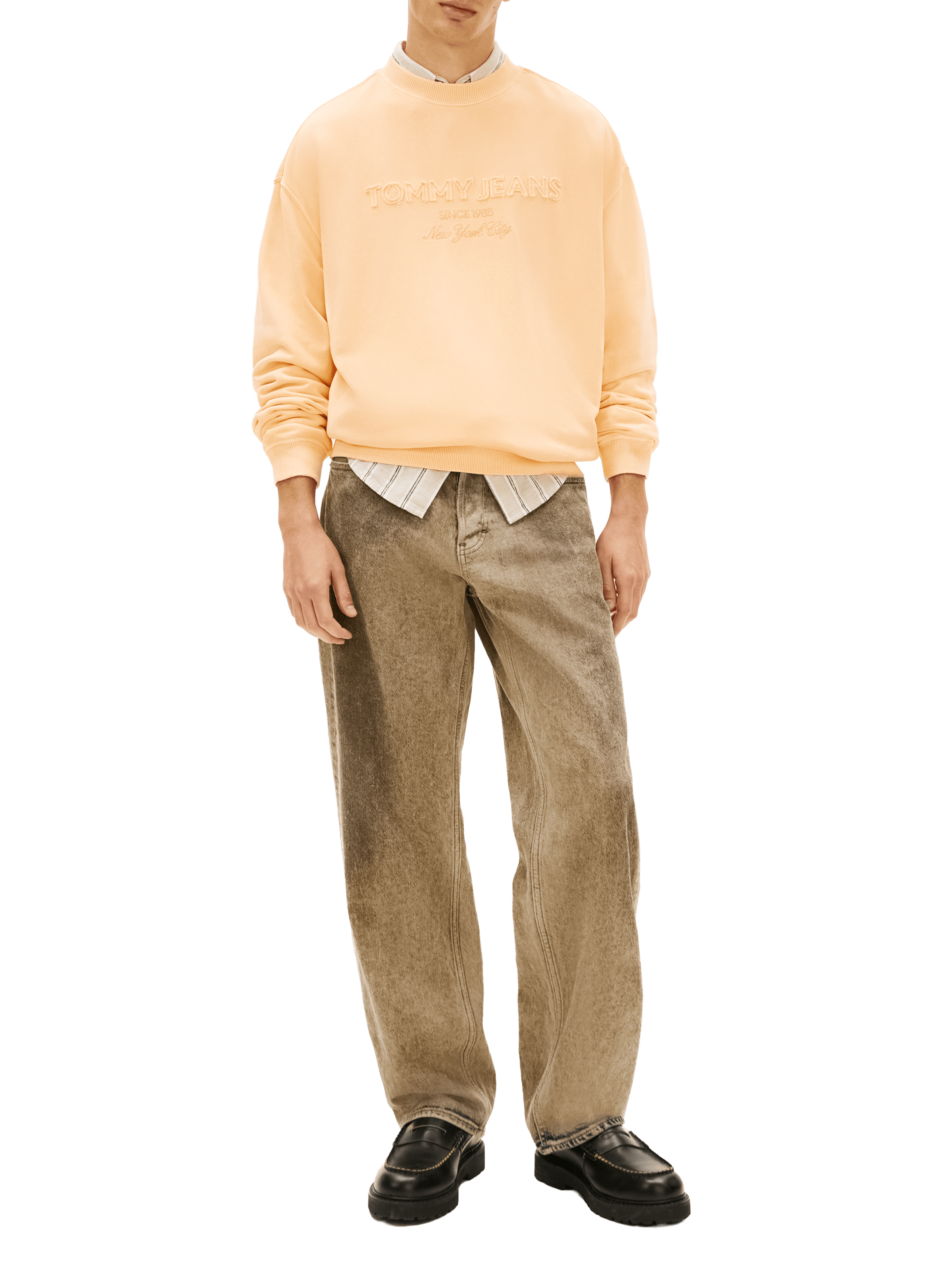 Straight embroidered cotton sweatshirt TOMMY HILFIGER Orange