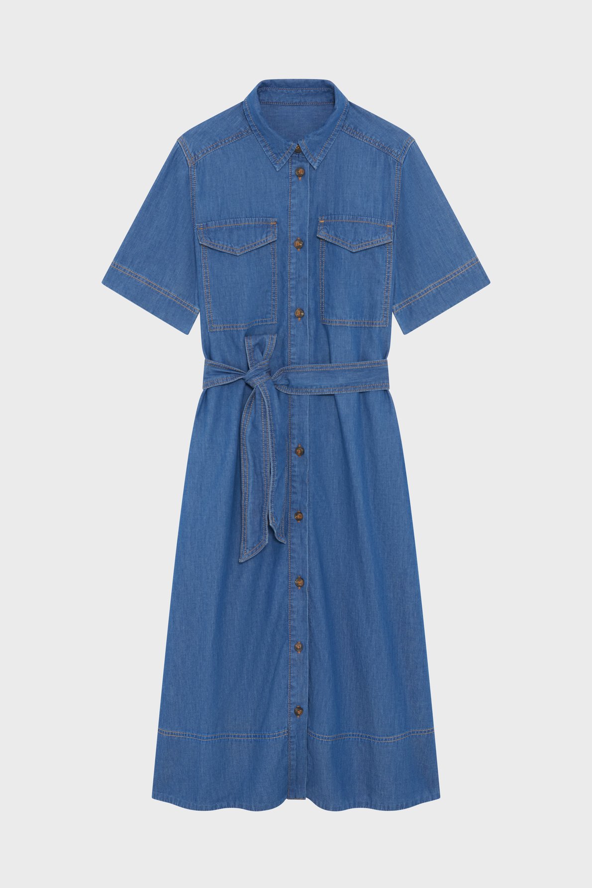 Robe chemise en denim PABLO Bleu