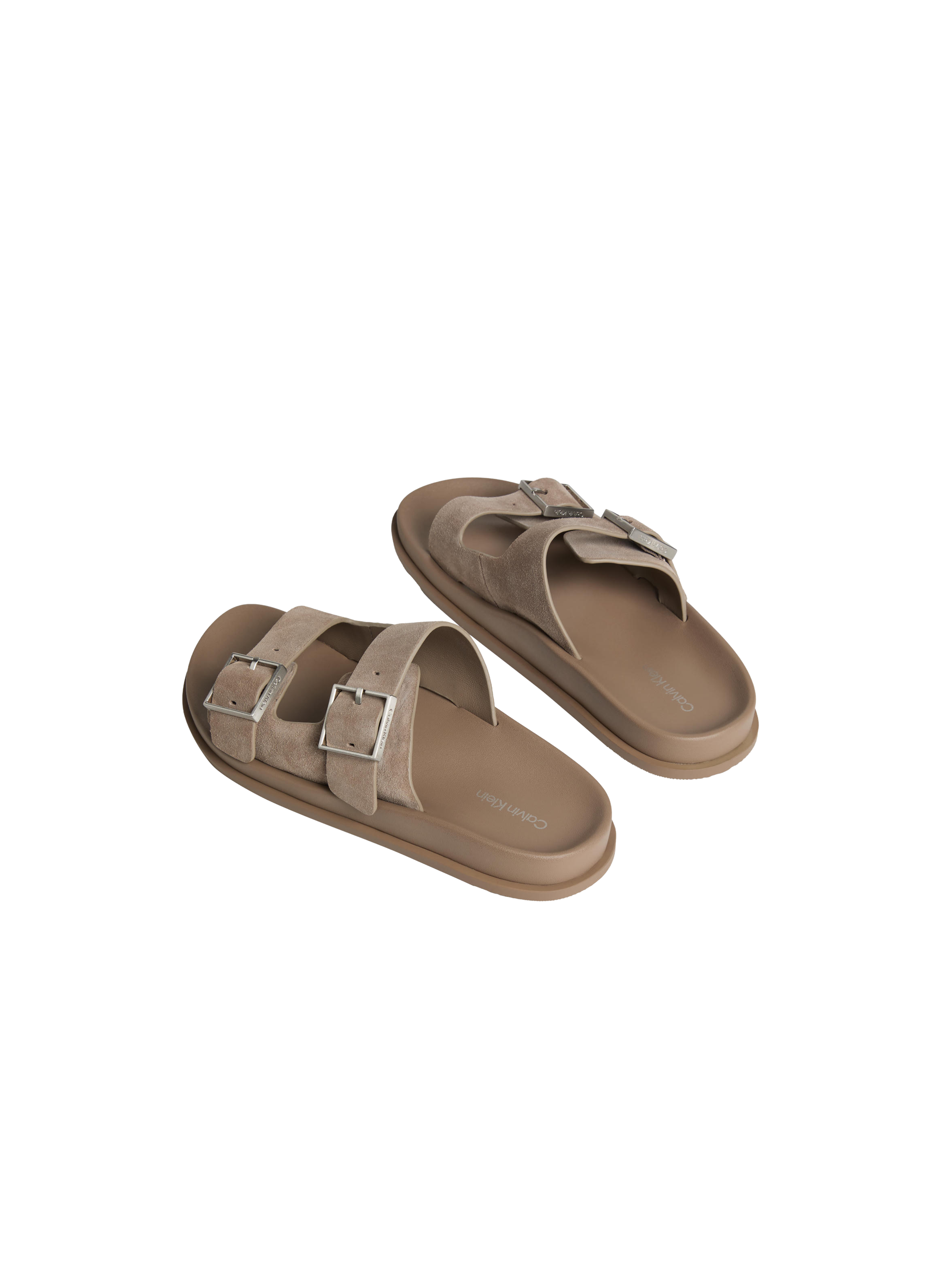 Flat leather suede sandals CALVIN KLEIN Beige