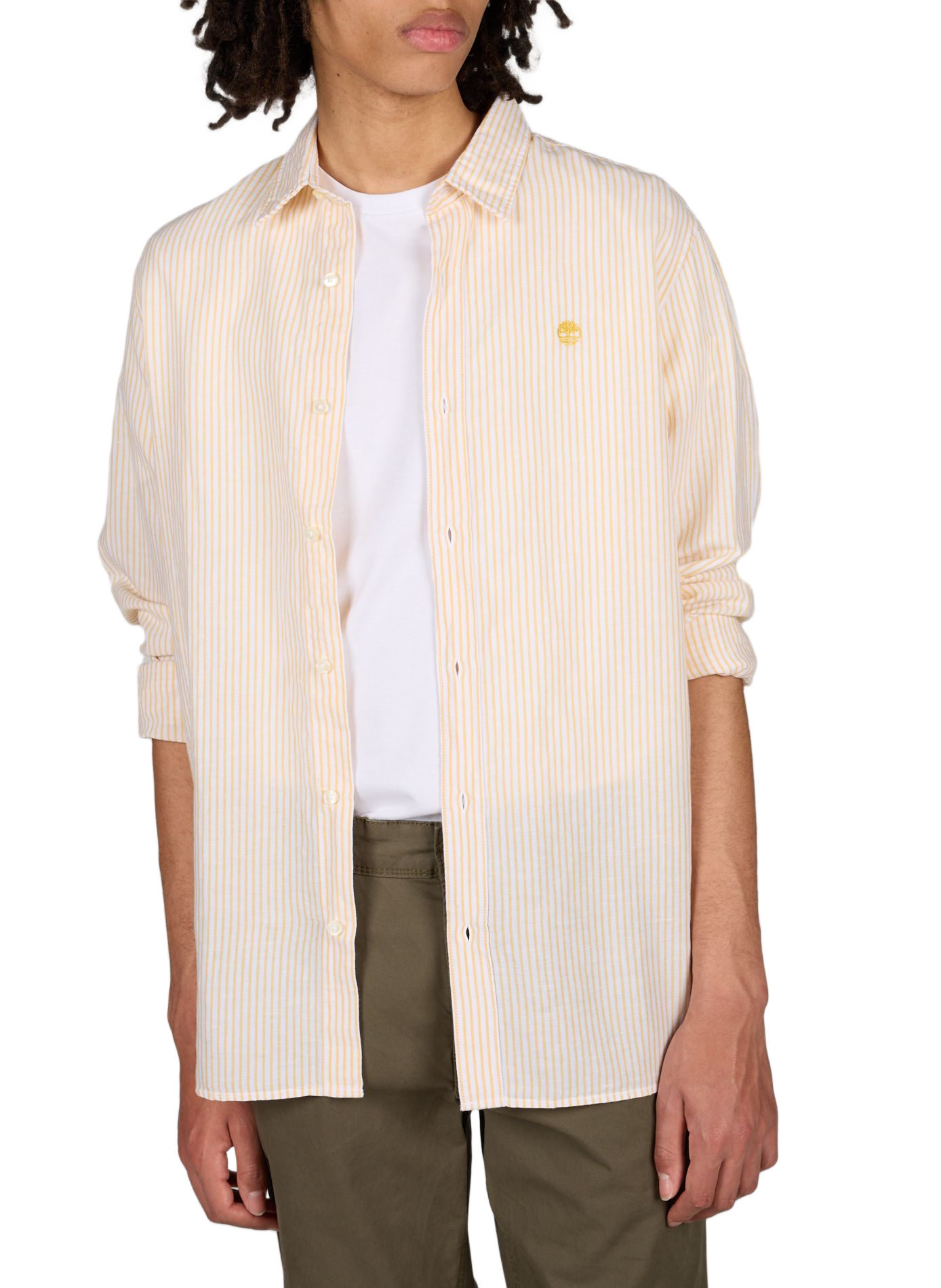 Straight Striped Shirt in Cotton and Linen TIMBERLAND Yellow