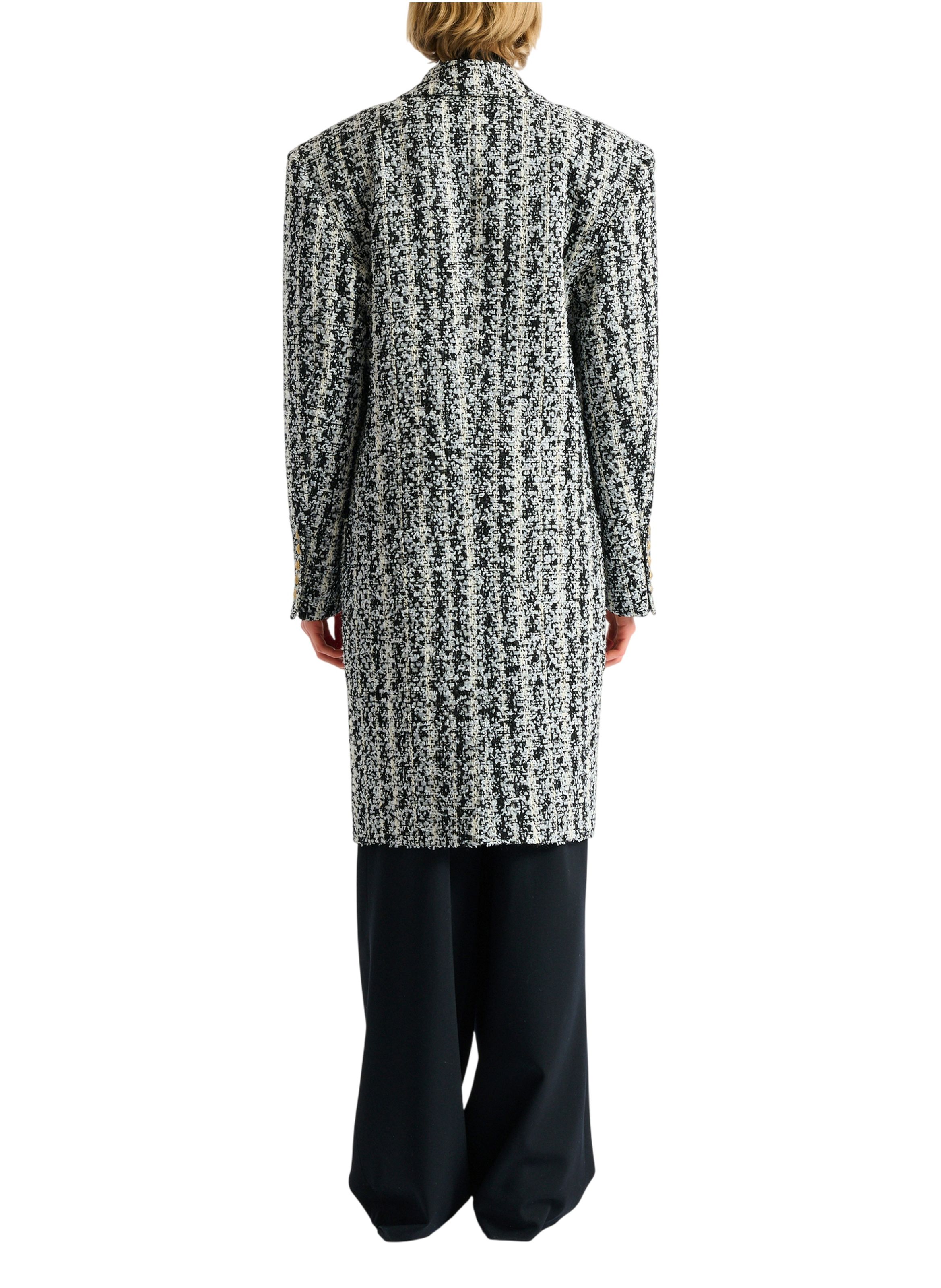 Manteau long en tweed BALMAIN Noir