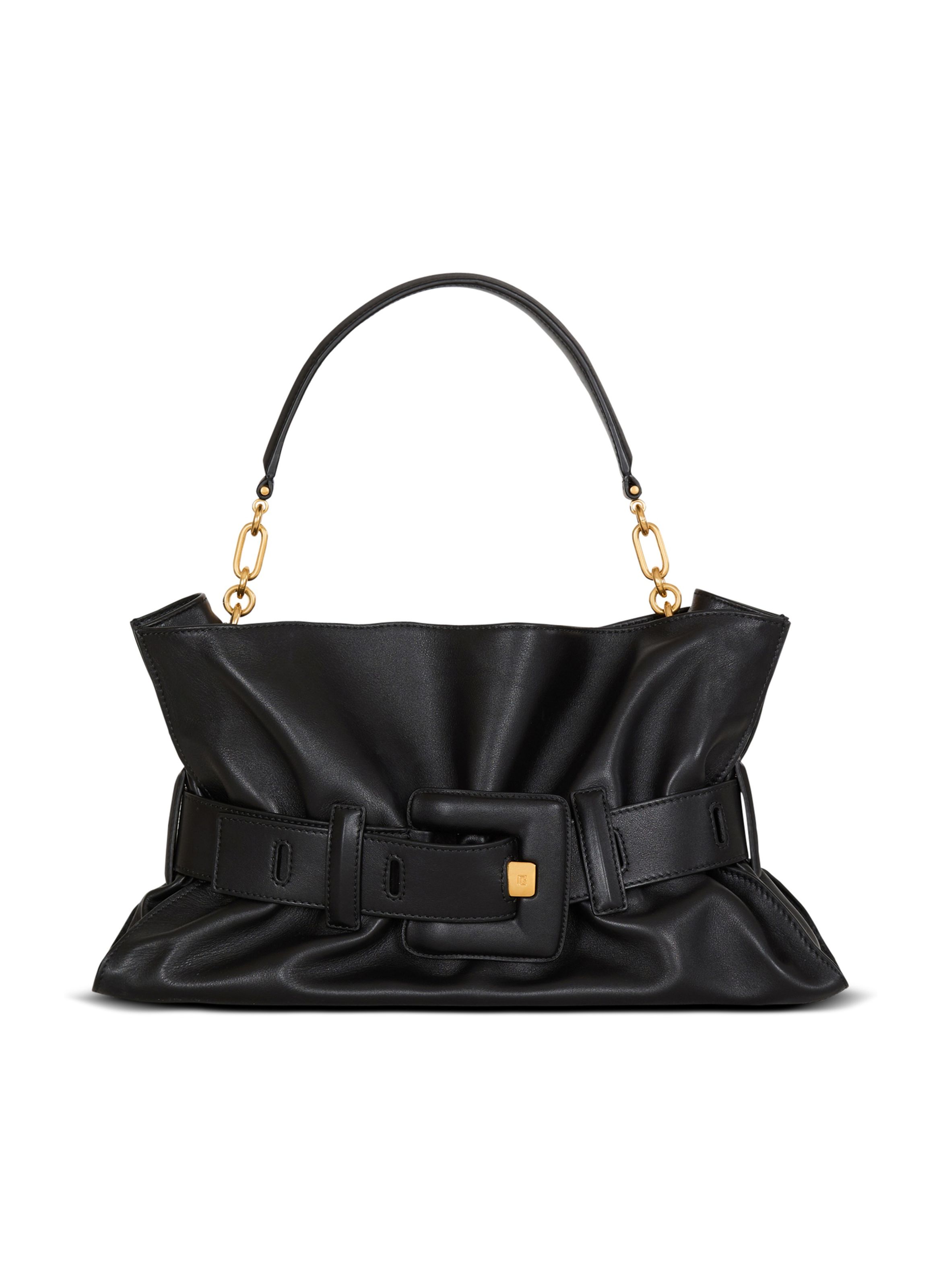 Sac anthem medium en cuir lisse BALMAIN Noir