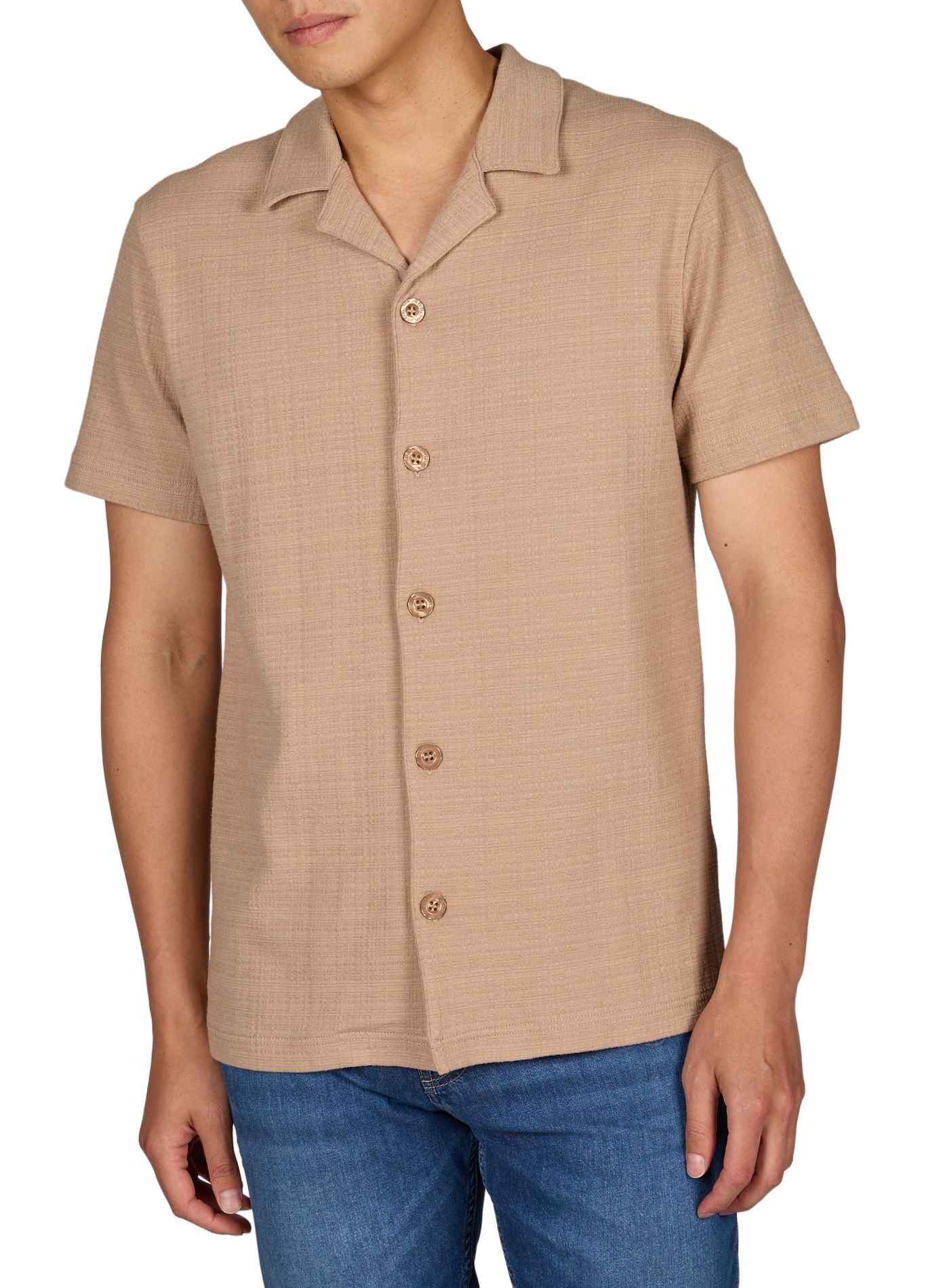 Short-sleeved Cuban collar shirt in blended cotton STRELLSON Brown
