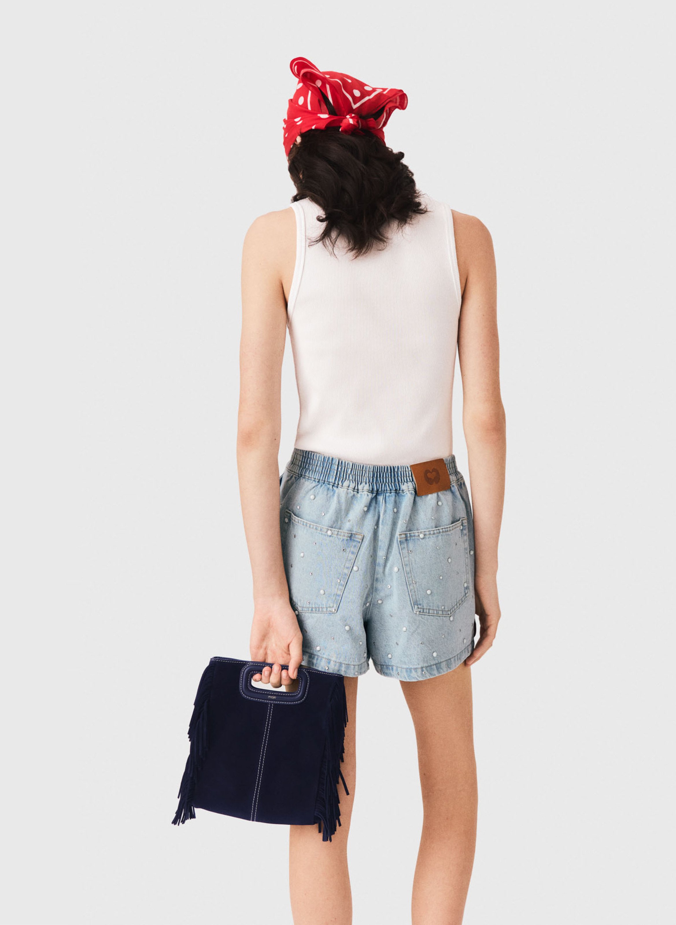 Short droit en coton MAJE Bleu